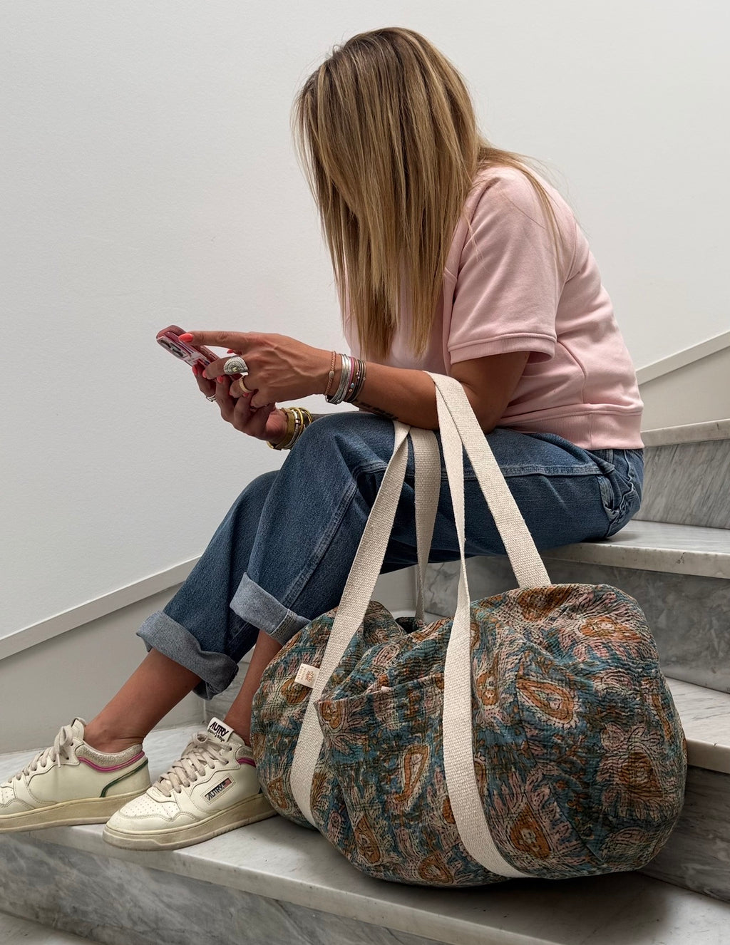 Sac Week-end en Tissu Indien Kantha Asara