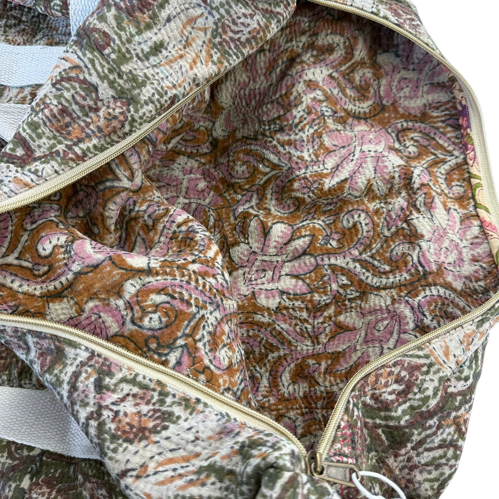 Sac week-end femme Kantha Bagru en coton artisanal vintage sac de voyage bohème Maison Bahan