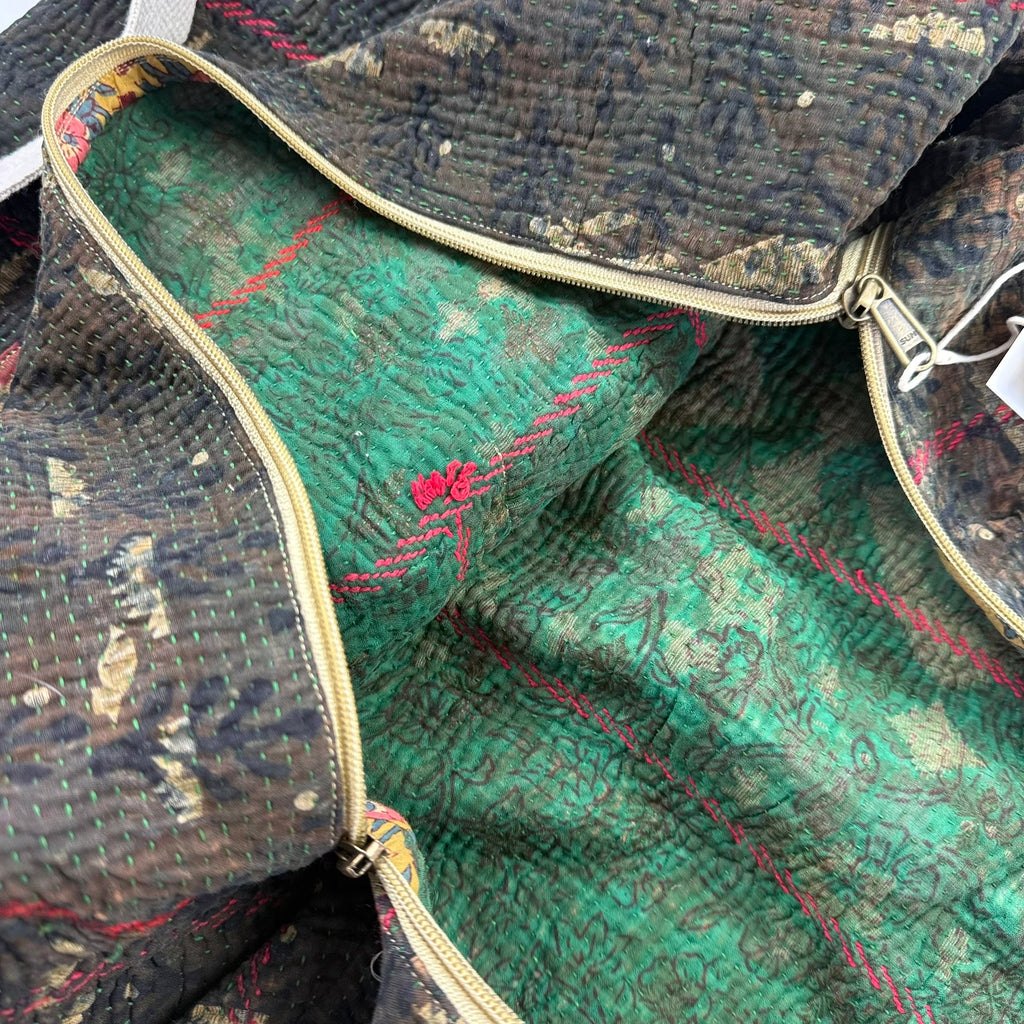 Sac week-end femme Kantha Bagru en coton artisanal vintage sac de voyage bohème Maison Bahan