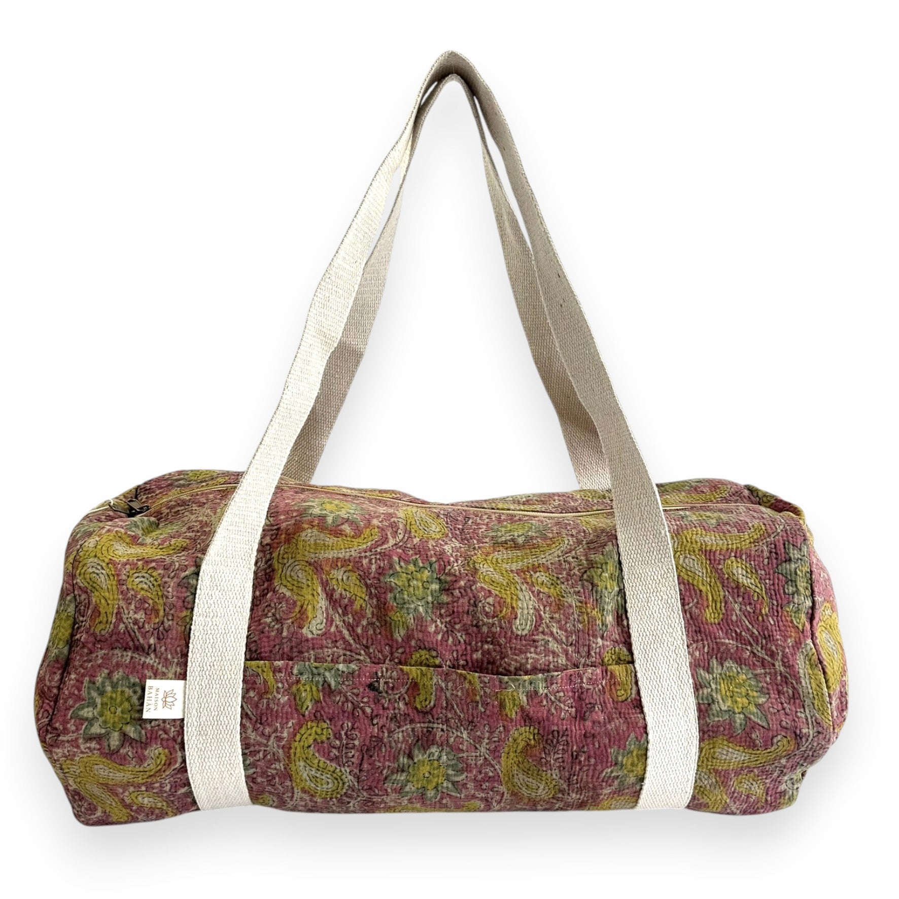 Sac week-end femme Kantha Bagru en coton artisanal vintage sac de voyage bohème Maison Bahan