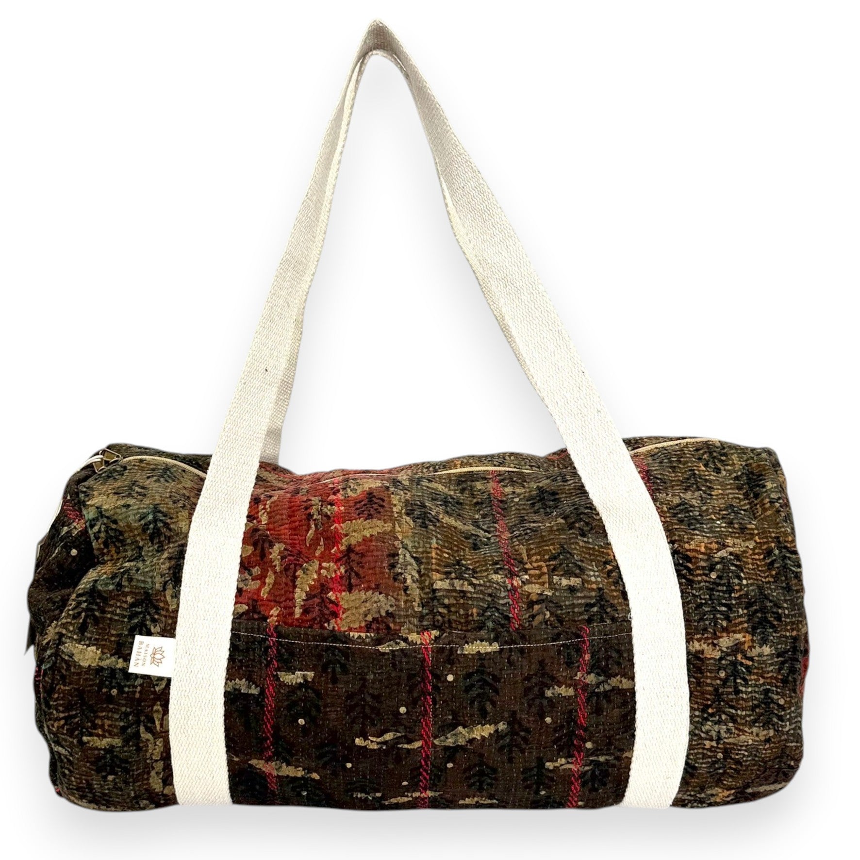 Sac week-end femme Kantha Bagru en coton artisanal vintage sac de voyage bohème Maison Bahan