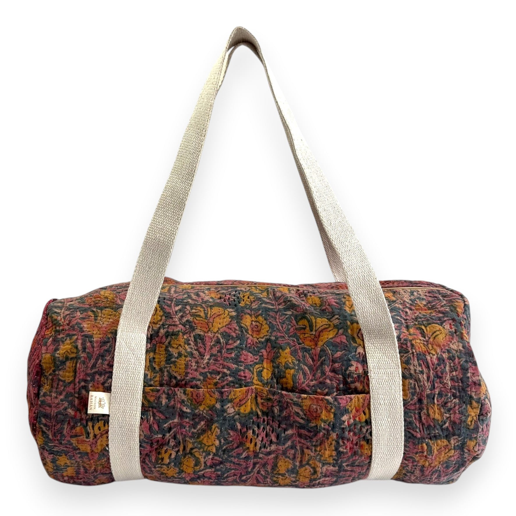 Sac week-end femme Kantha Bagru en coton artisanal vintage sac de voyage bohème Maison Bahan