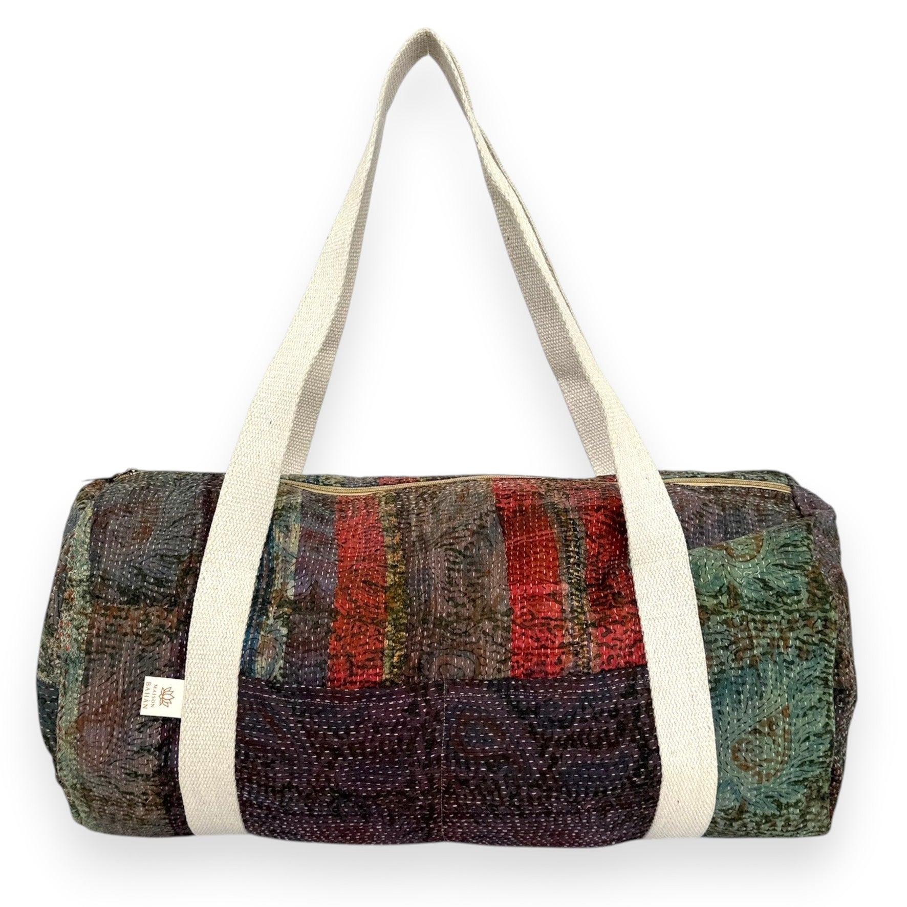 Sac week-end femme Kantha Bagru en coton artisanal vintage sac de voyage bohème Maison Bahan