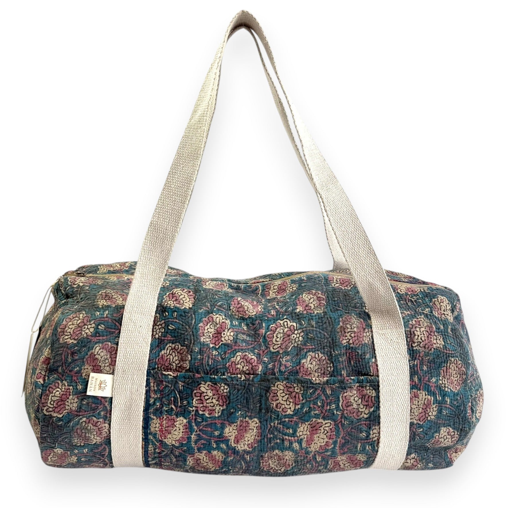 Sac week-end femme Kantha Bagru en coton artisanal vintage sac de voyage bohème Maison Bahan