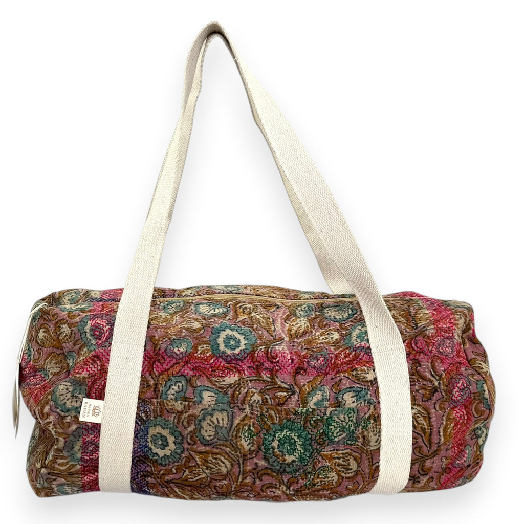 Sac week-end femme Kantha Bagru en coton artisanal vintage sac de voyage bohème Maison Bahan