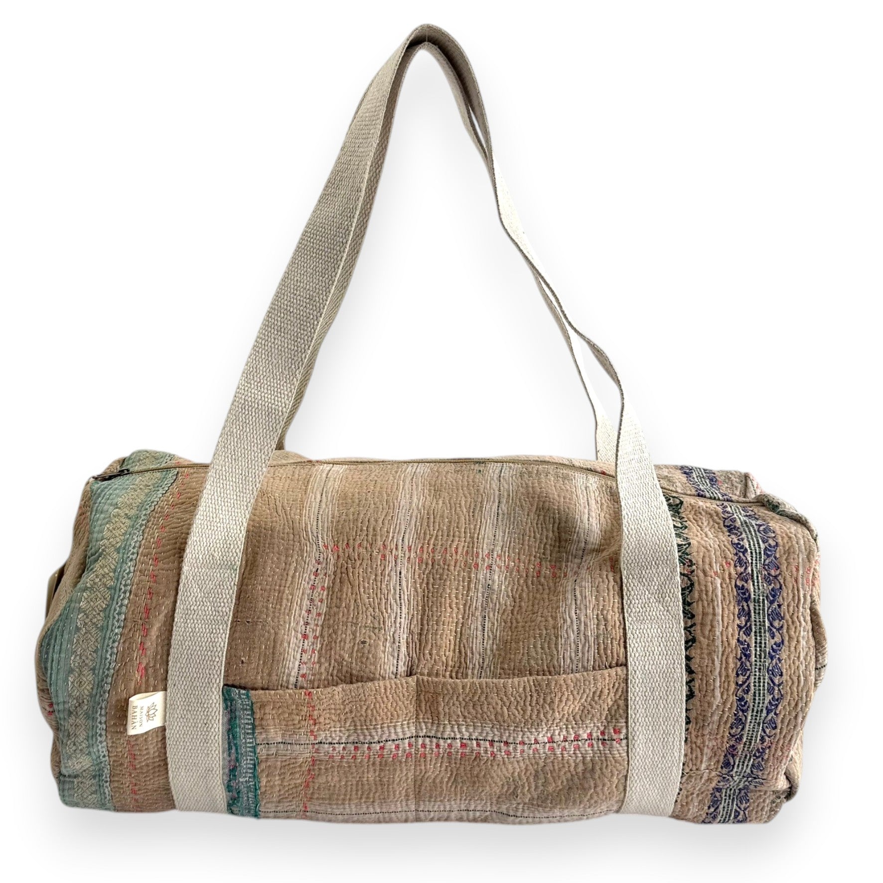 Sac week-end femme Kantha Bagru en coton artisanal vintage sac de voyage bohème Maison Bahan