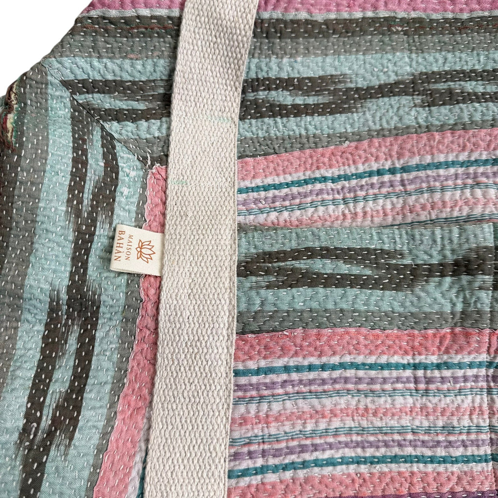 Sac week-end femme Kantha Bagru en coton artisanal vintage sac de voyage bohème Maison Bahan