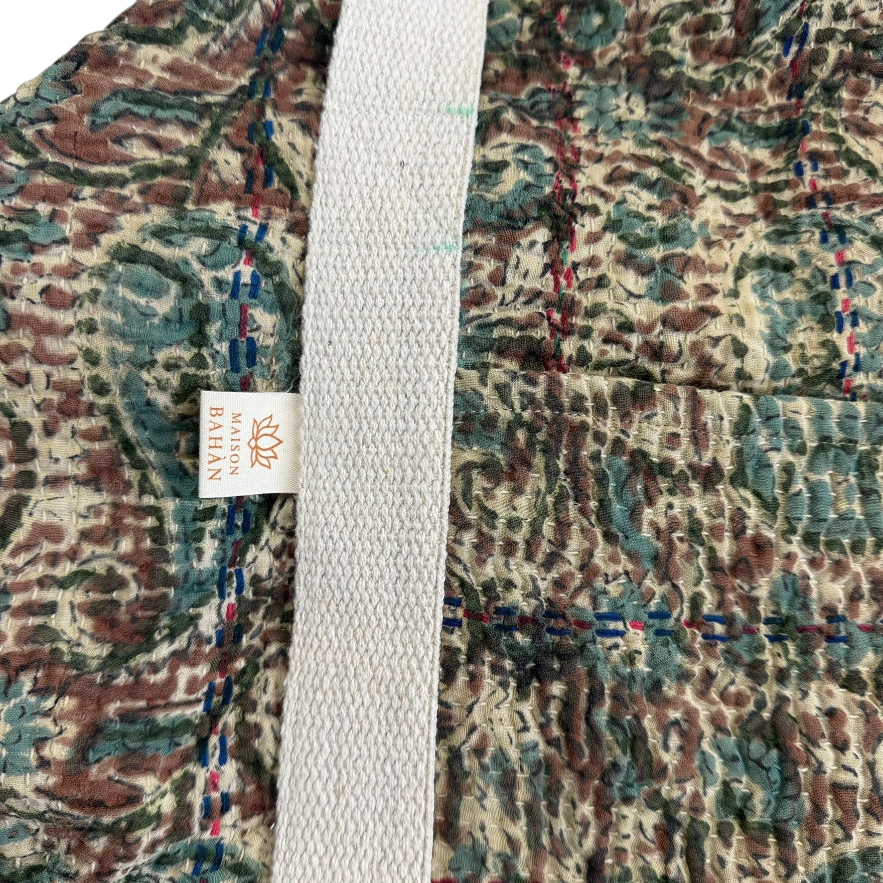 Sac week-end femme Kantha Bagru en coton artisanal vintage sac de voyage bohème Maison Bahan
