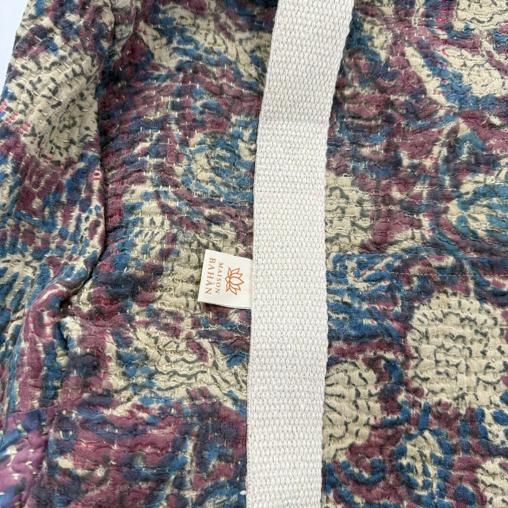 Sac week-end femme Kantha Bagru en coton artisanal vintage sac de voyage bohème Maison Bahan
