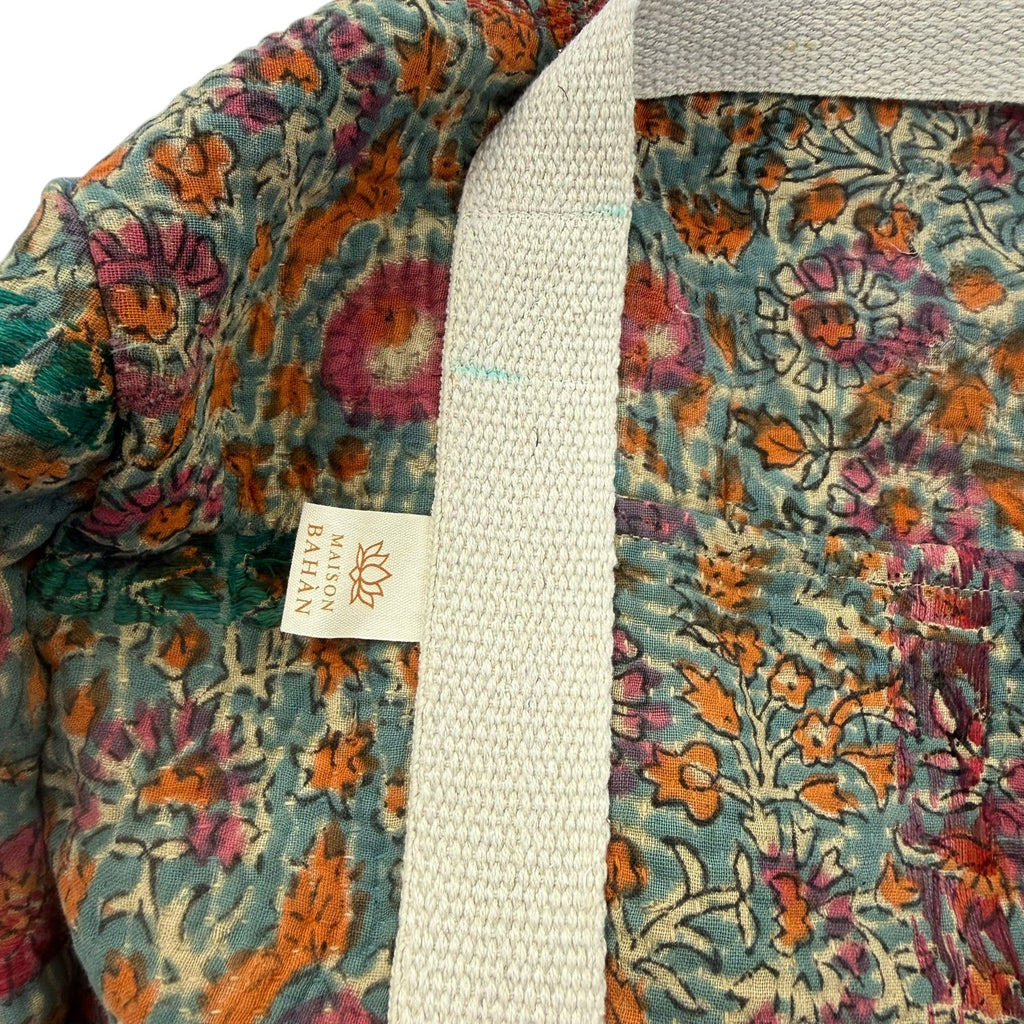 Sac week-end femme Kantha Bagru en coton artisanal vintage sac de voyage bohème Maison Bahan