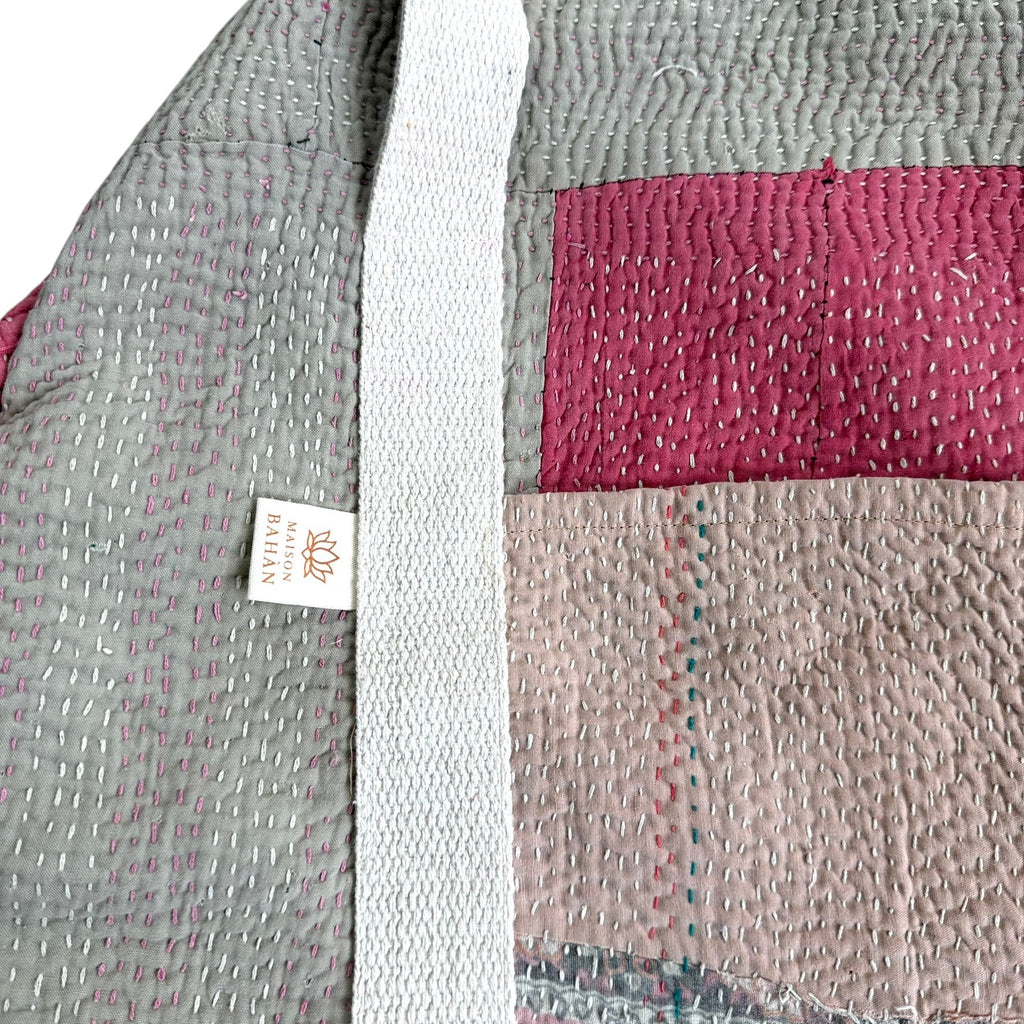 Sac week-end femme Kantha Bagru en coton artisanal vintage sac de voyage bohème Maison Bahan