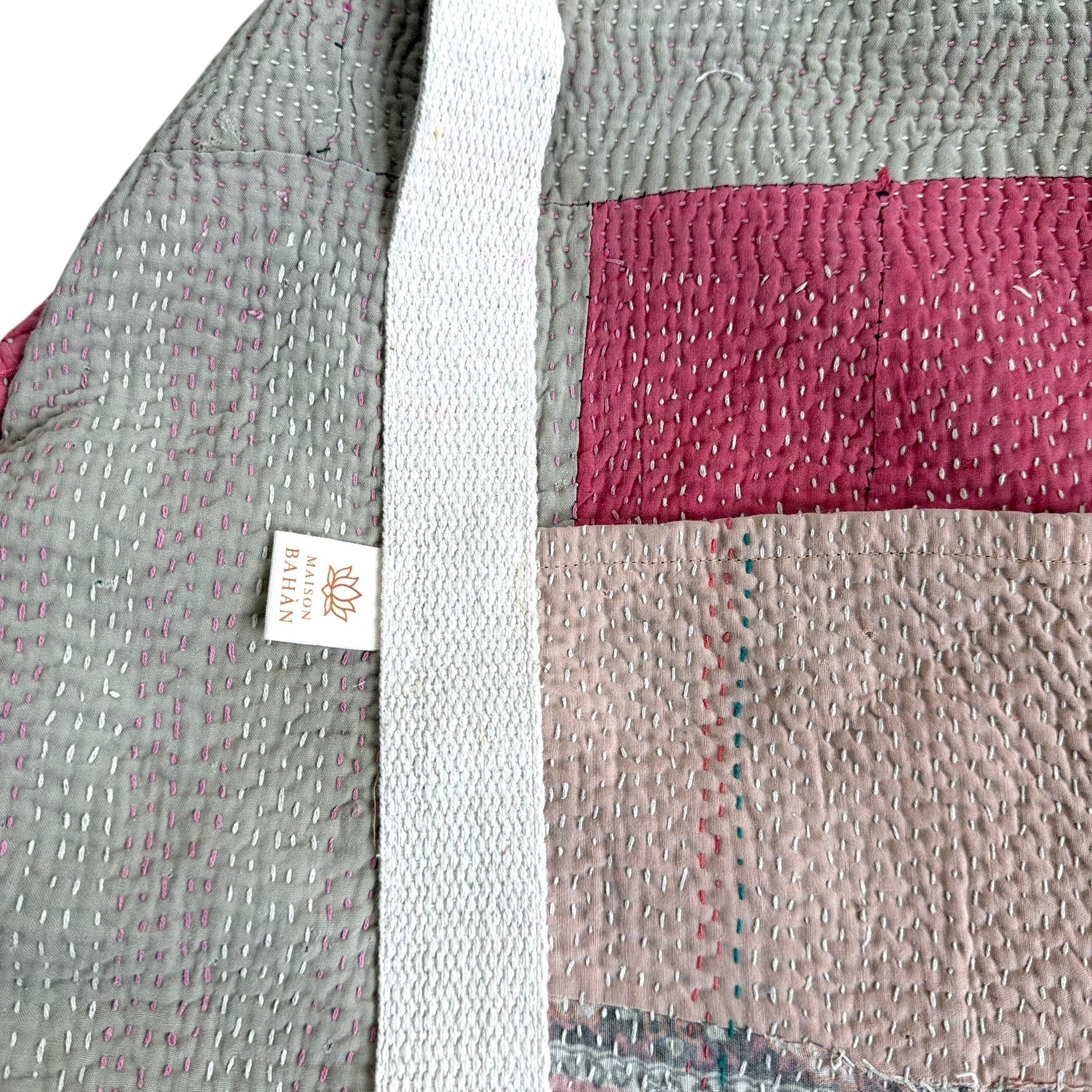 Sac week-end femme Kantha Bagru en coton artisanal vintage sac de voyage bohème Maison Bahan