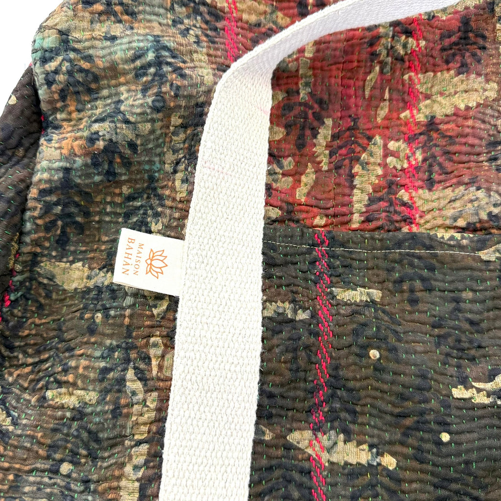 Sac week-end femme Kantha Bagru en coton artisanal vintage sac de voyage bohème Maison Bahan