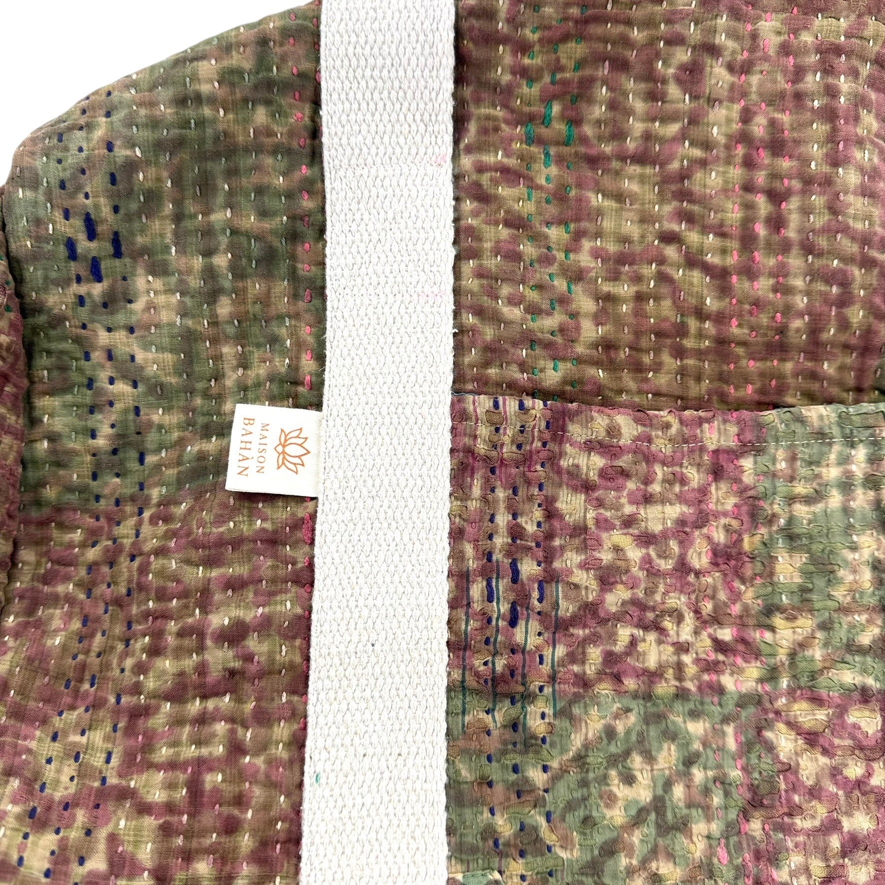 Sac week-end femme Kantha Bagru en coton artisanal vintage sac de voyage bohème Maison Bahan