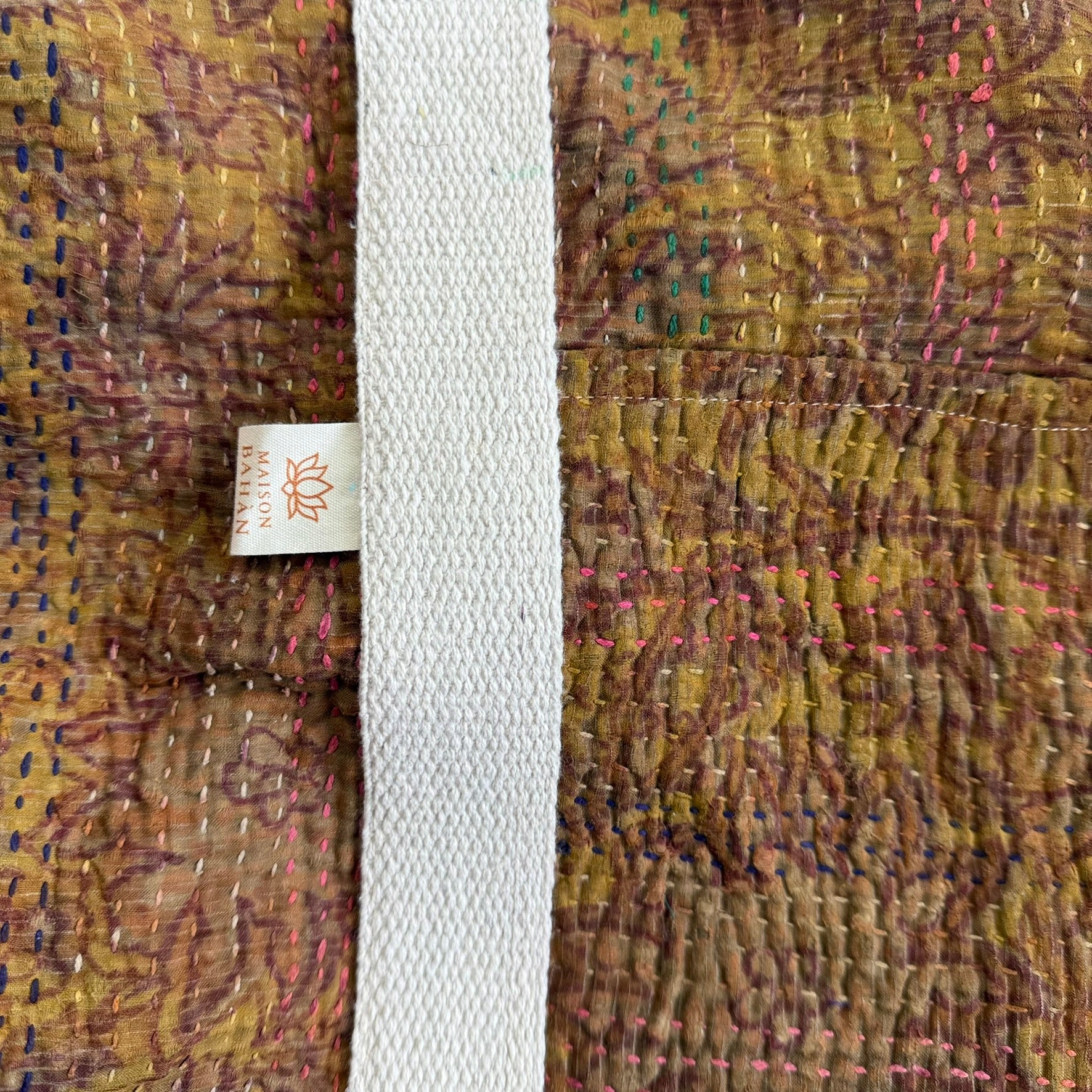 Sac week-end femme Kantha Bagru en coton artisanal vintage sac de voyage bohème Maison Bahan