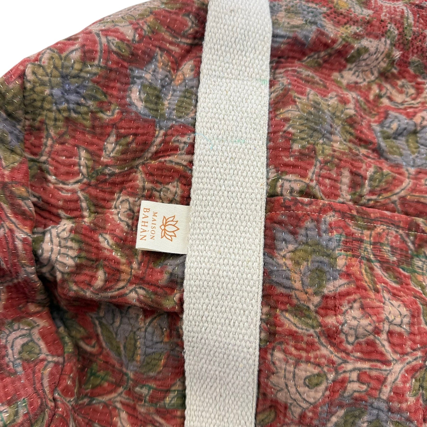 Sac week-end femme Kantha Bagru en coton artisanal vintage sac de voyage bohème Maison Bahan