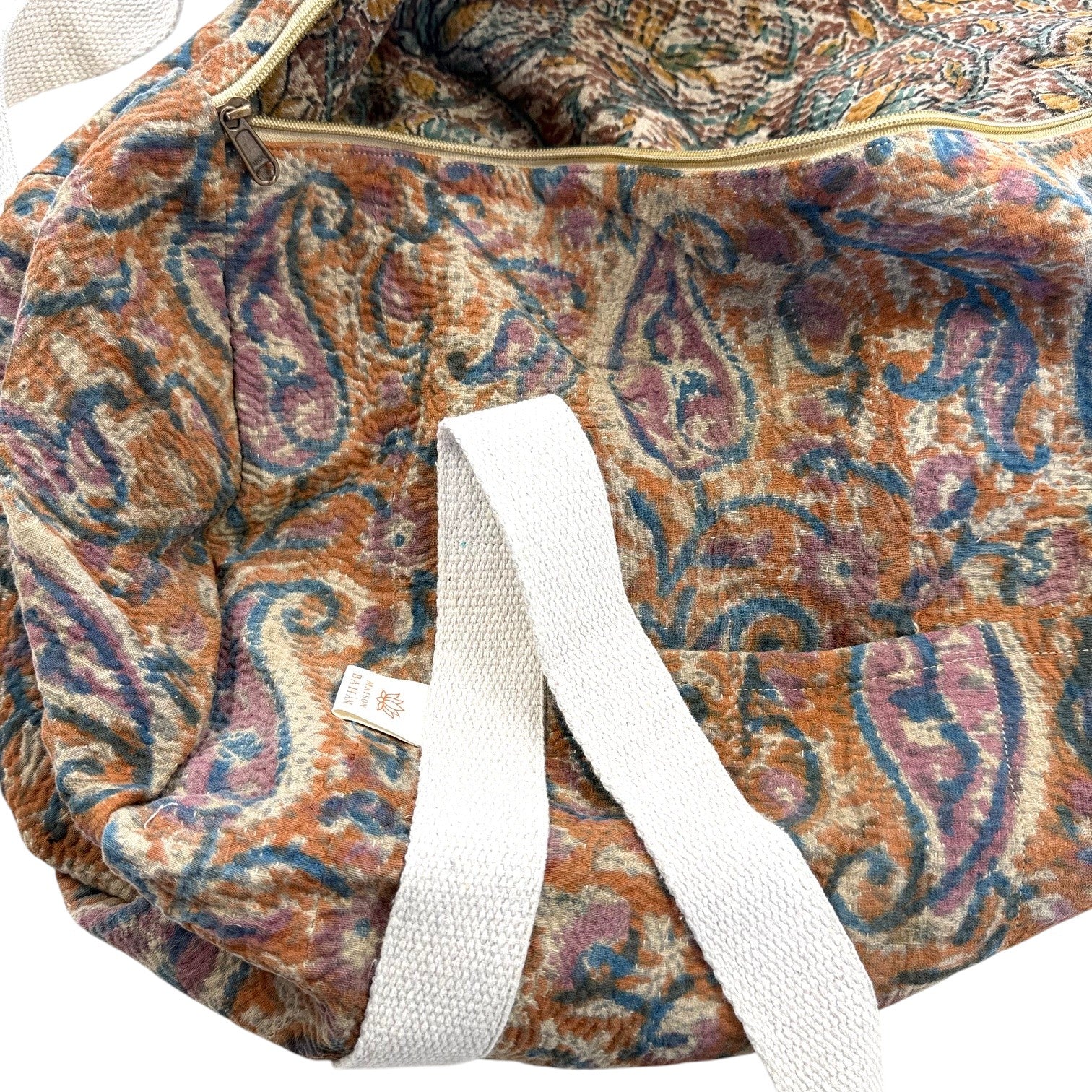 Sac week-end femme Kantha Bagru en coton artisanal vintage sac de voyage bohème Maison Bahan