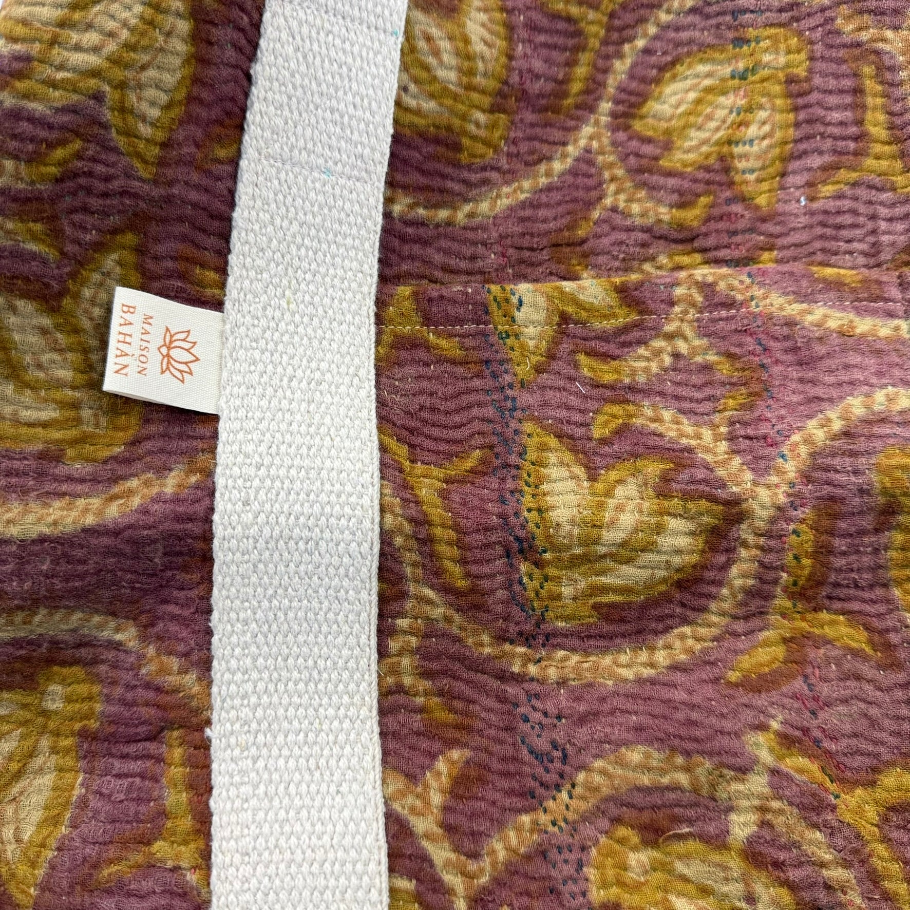 Sac week-end femme Kantha Bagru en coton artisanal vintage sac de voyage bohème Maison Bahan