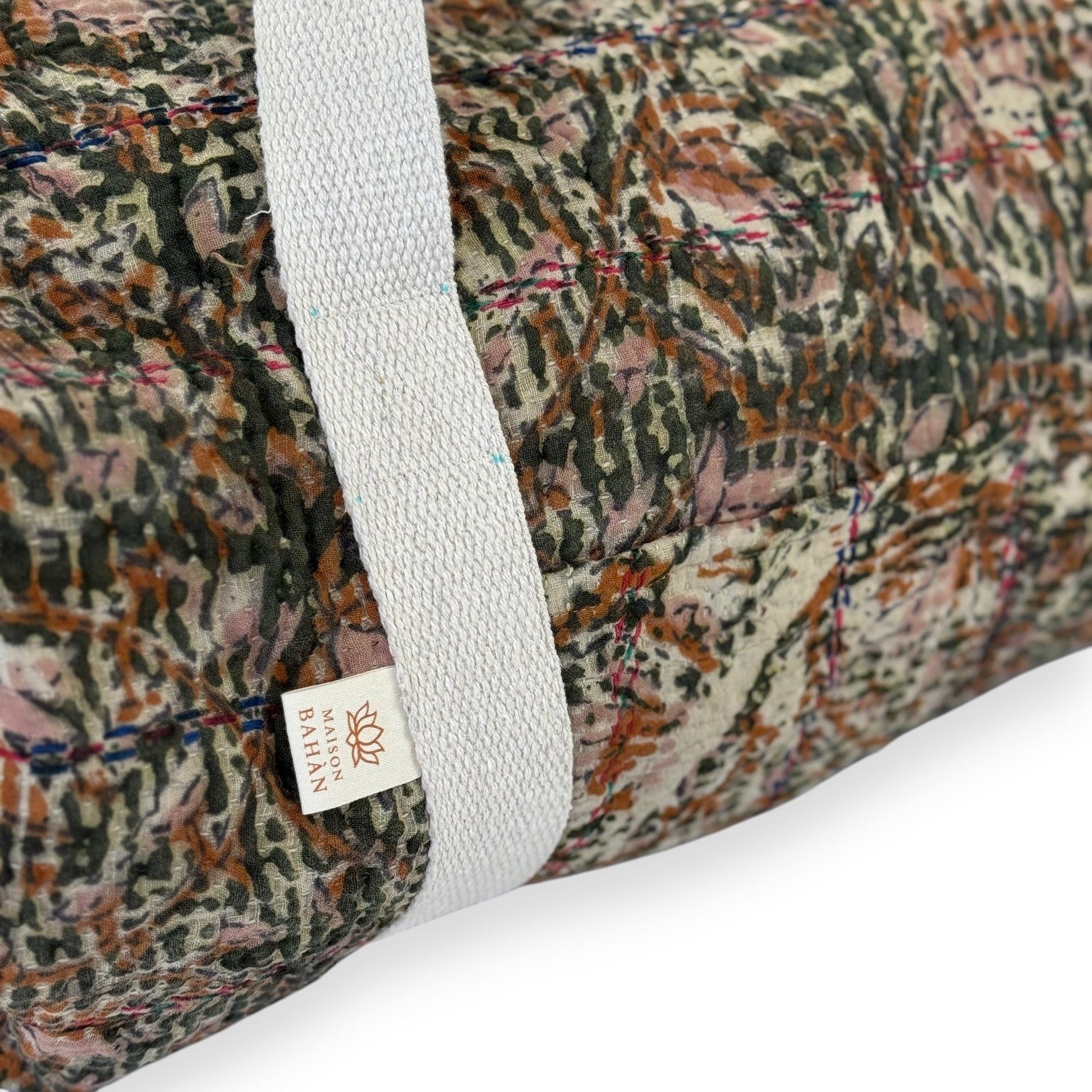 Sac week-end femme Kantha Bagru en coton artisanal vintage sac de voyage bohème Maison Bahan
