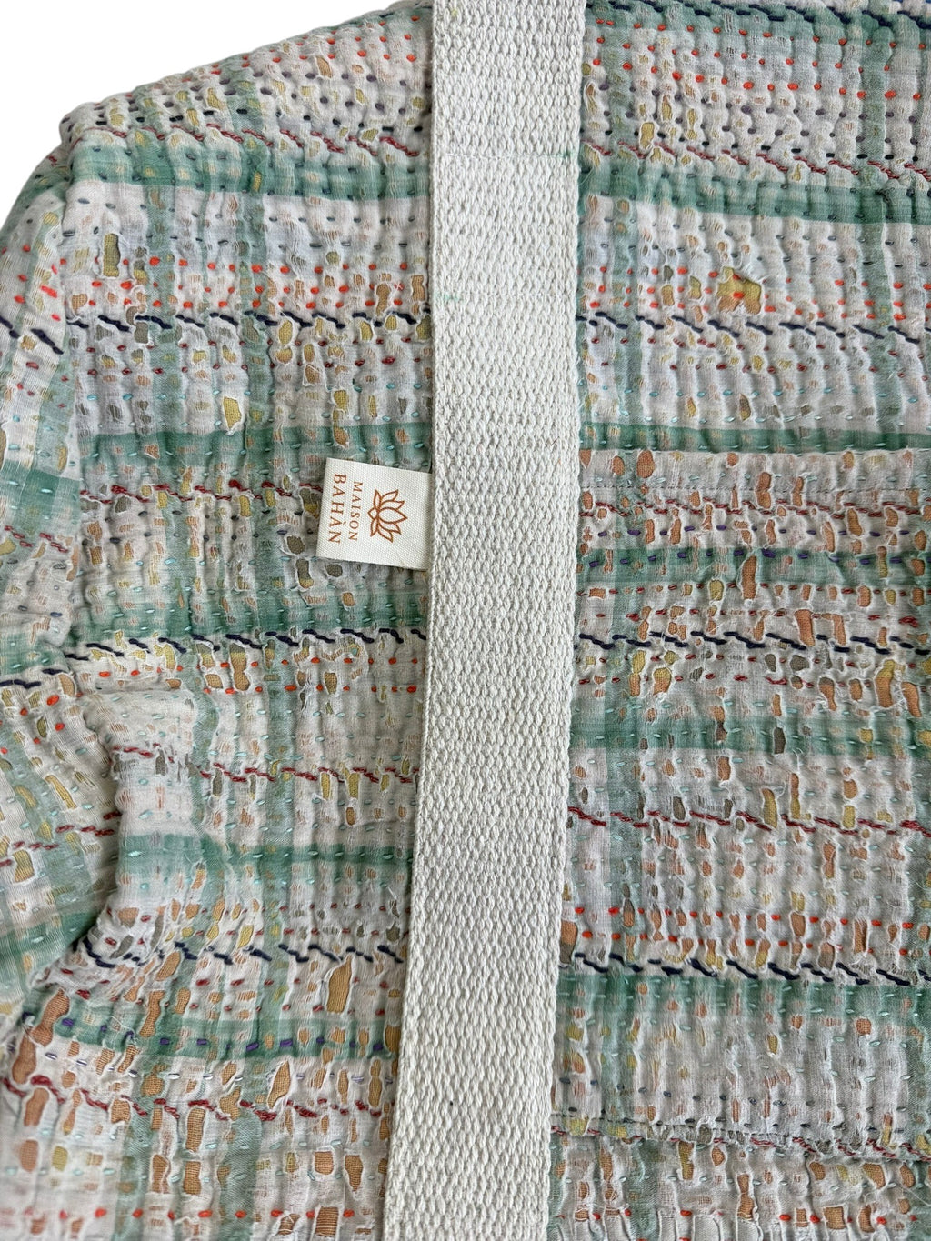Sac week-end femme Kantha Bagru en coton artisanal vintage sac de voyage bohème Maison Bahan