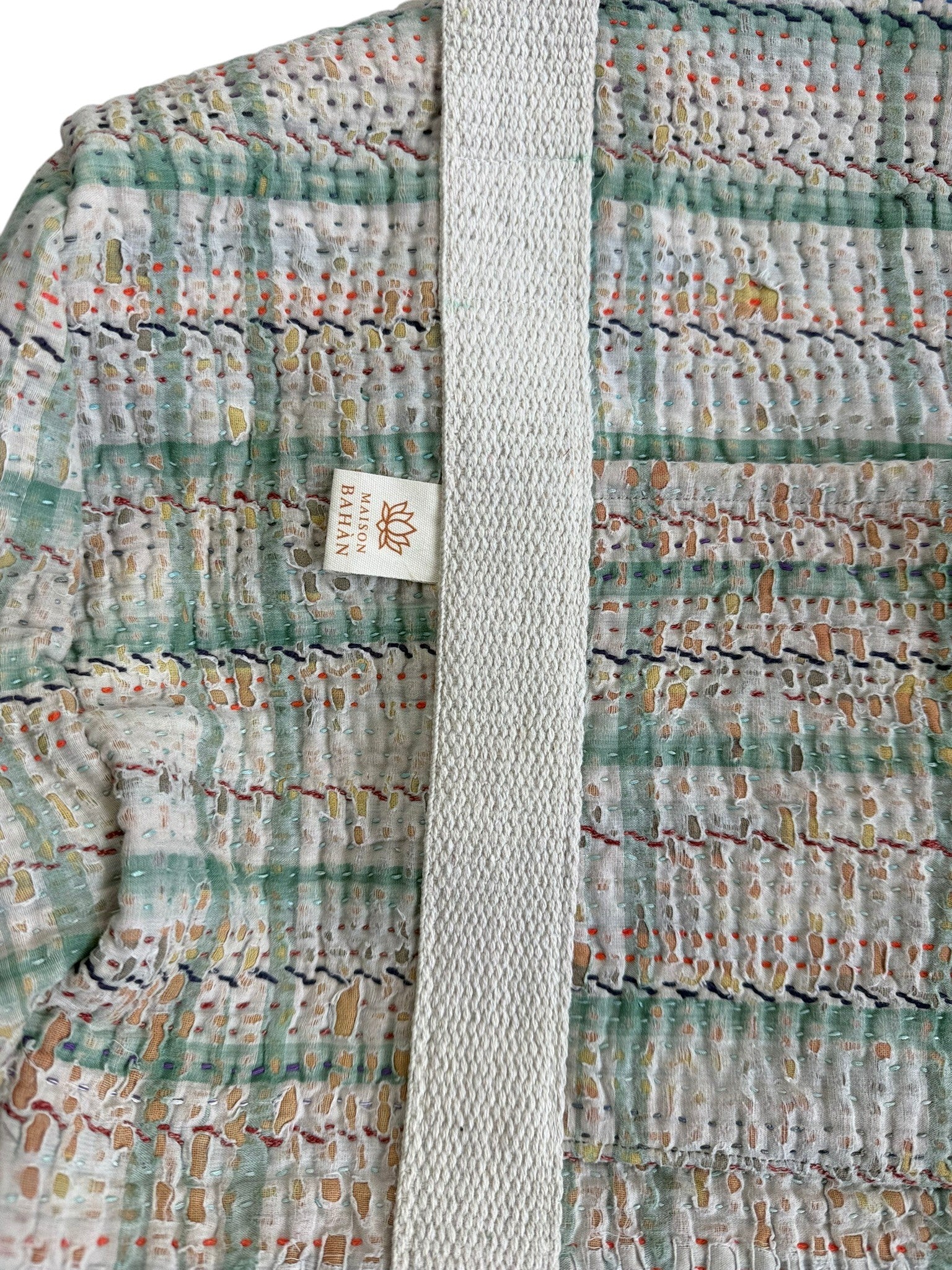 Sac week-end femme Kantha Bagru en coton artisanal vintage sac de voyage bohème Maison Bahan