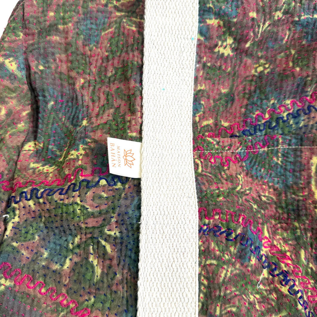 Sac week-end femme Kantha Bagru en coton artisanal vintage sac de voyage bohème Maison Bahan