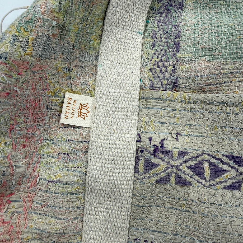 Sac week-end femme Kantha Bagru en coton artisanal vintage sac de voyage bohème Maison Bahan