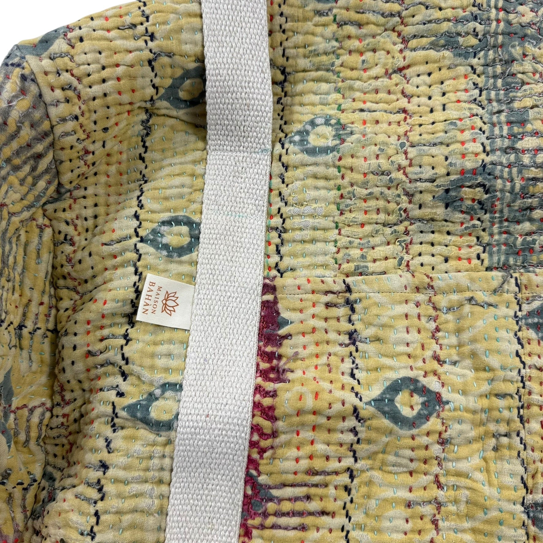 Sac week-end femme Kantha Bagru en coton artisanal vintage sac de voyage bohème Maison Bahan