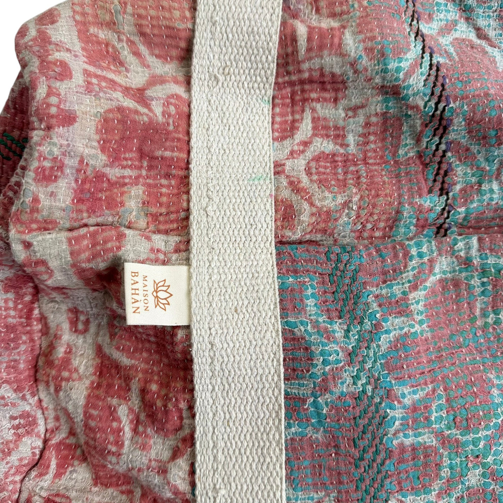 Sac week-end femme Kantha Bagru en coton artisanal vintage sac de voyage bohème Maison Bahan