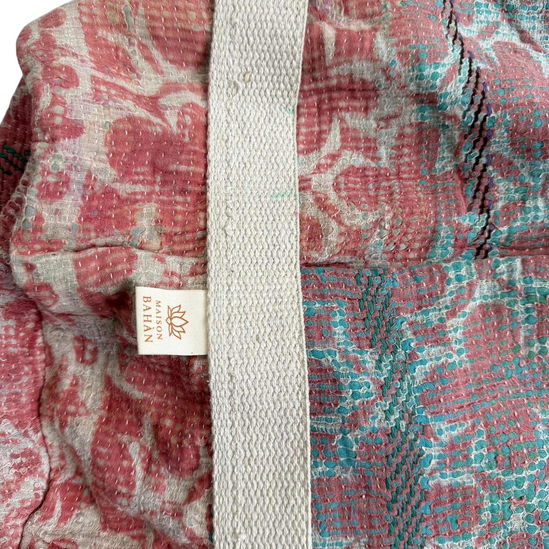 Sac week-end femme Kantha Bagru en coton artisanal vintage sac de voyage bohème Maison Bahan