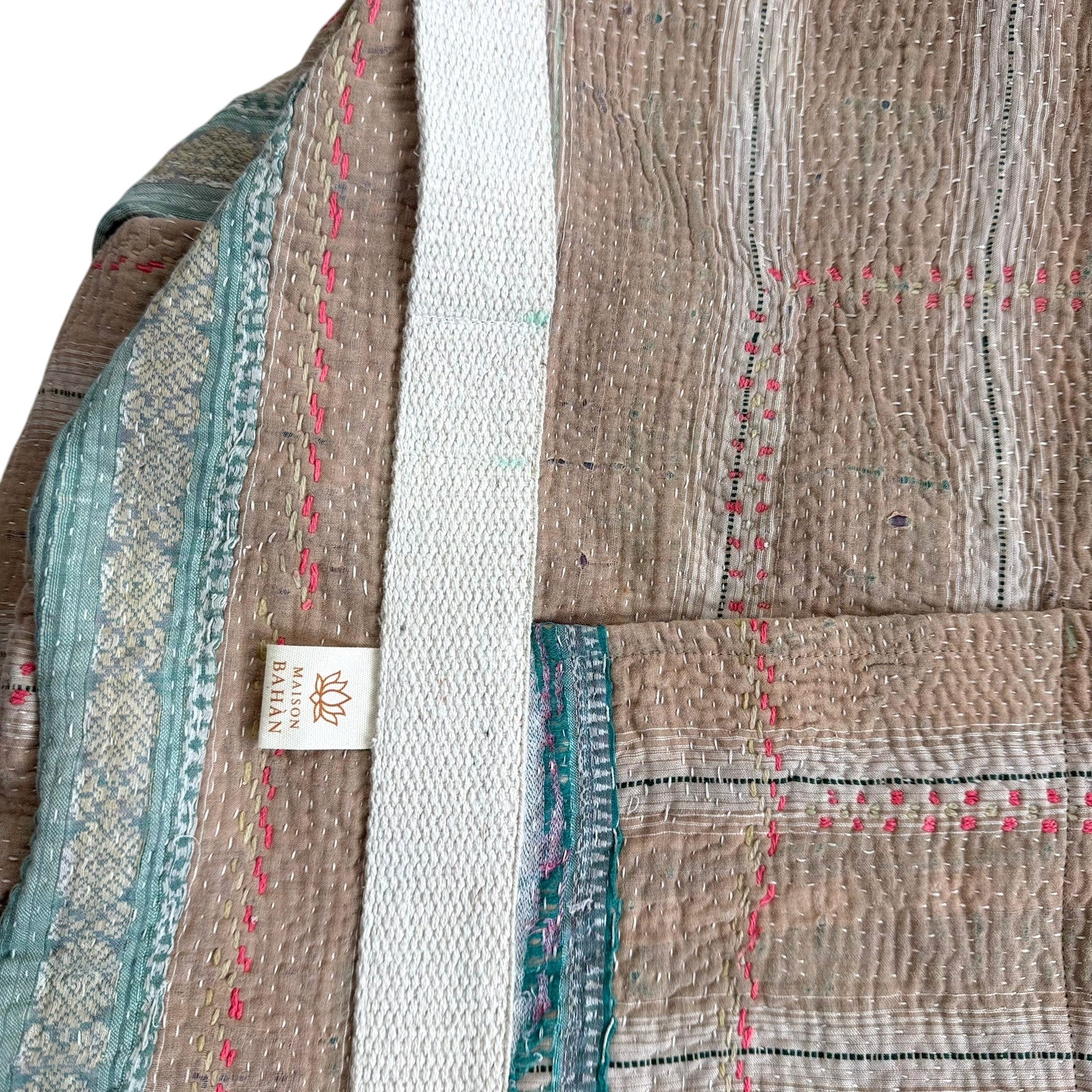 Sac week-end femme Kantha Bagru en coton artisanal vintage sac de voyage bohème Maison Bahan