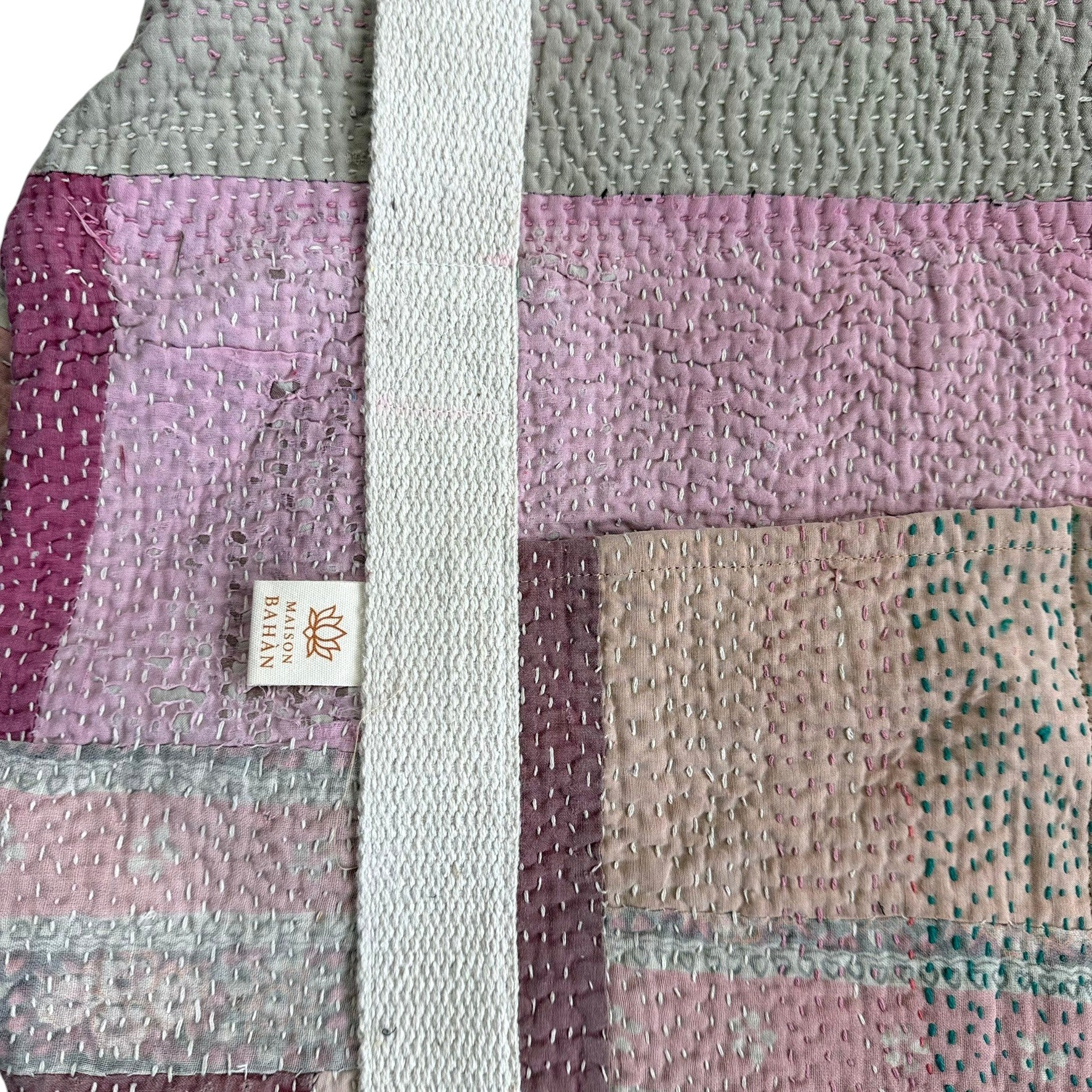 Sac week-end femme Kantha Bagru en coton artisanal vintage sac de voyage bohème Maison Bahan