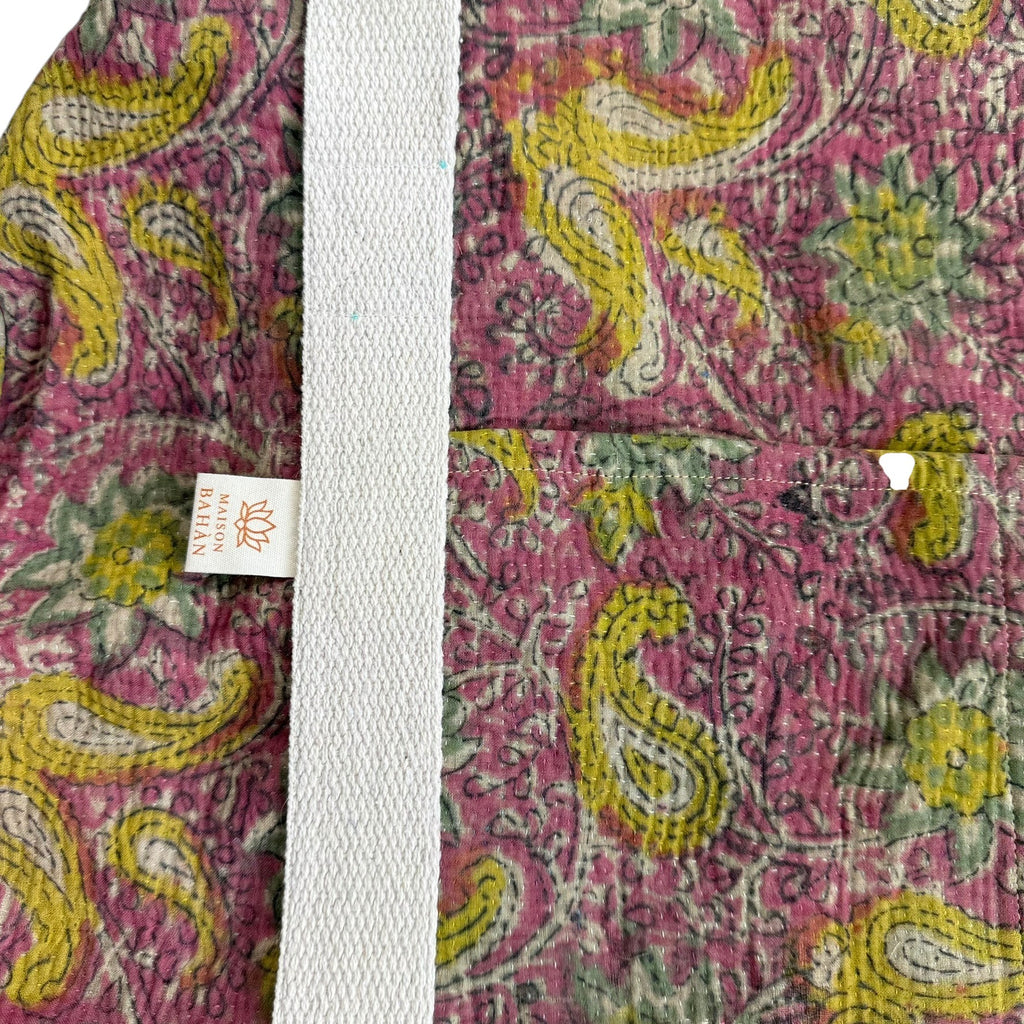 Sac week-end femme Kantha Bagru en coton artisanal vintage sac de voyage bohème Maison Bahan