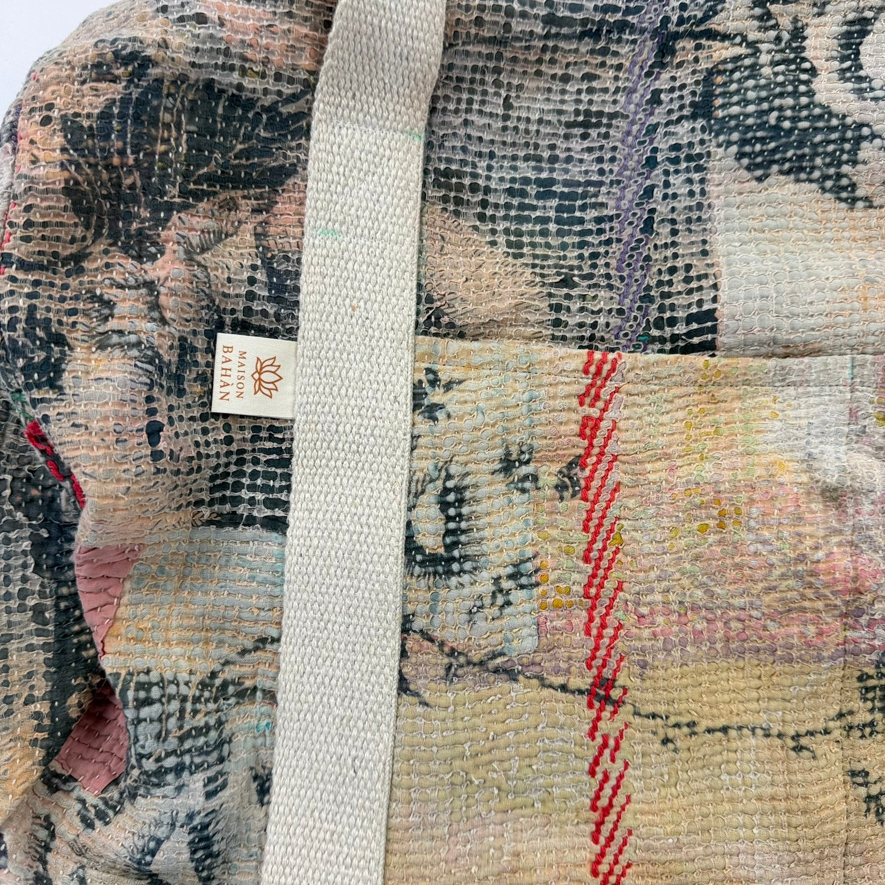 Sac week-end femme Kantha Bagru en coton artisanal vintage sac de voyage bohème Maison Bahan