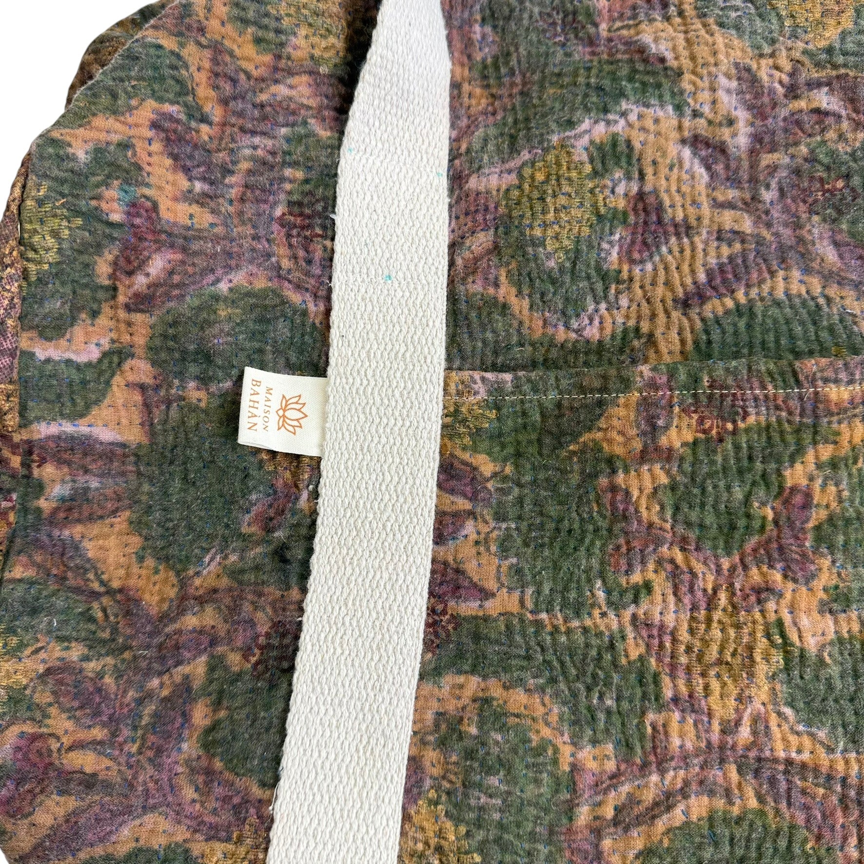 Sac week-end femme Kantha Bagru en coton artisanal vintage sac de voyage bohème Maison Bahan