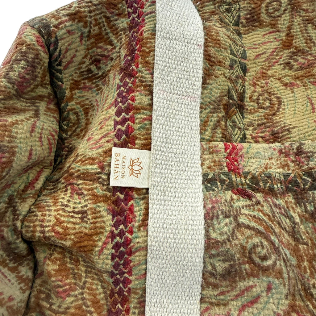 Sac week-end femme Kantha Bagru en coton artisanal vintage sac de voyage bohème Maison Bahan