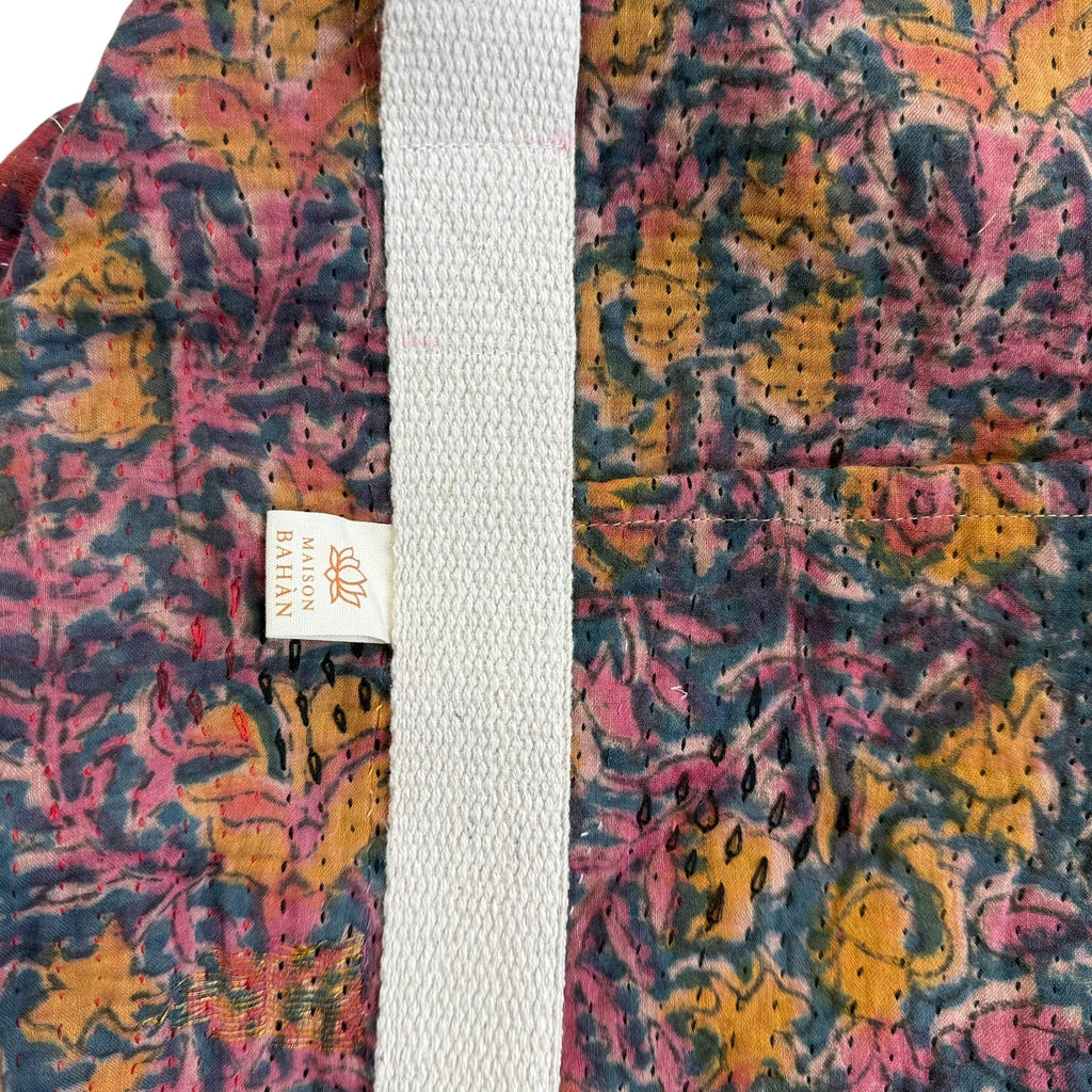 Sac week-end femme Kantha Bagru en coton artisanal vintage sac de voyage bohème Maison Bahan