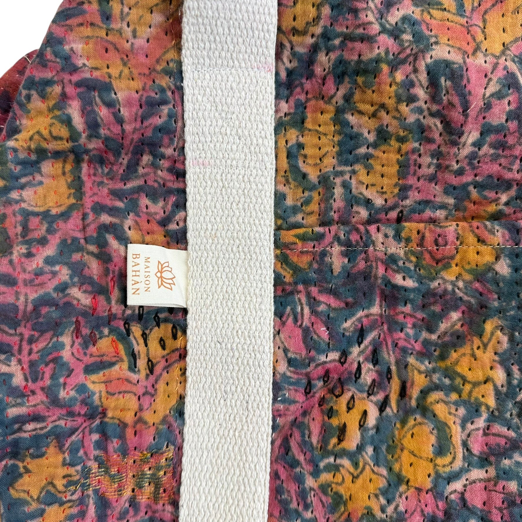 Sac week-end femme Kantha Bagru en coton artisanal vintage sac de voyage bohème Maison Bahan