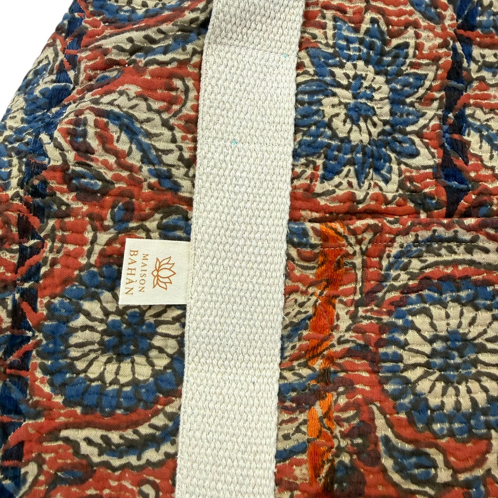 Sac week-end femme Kantha Bagru en coton artisanal vintage sac de voyage bohème Maison Bahan