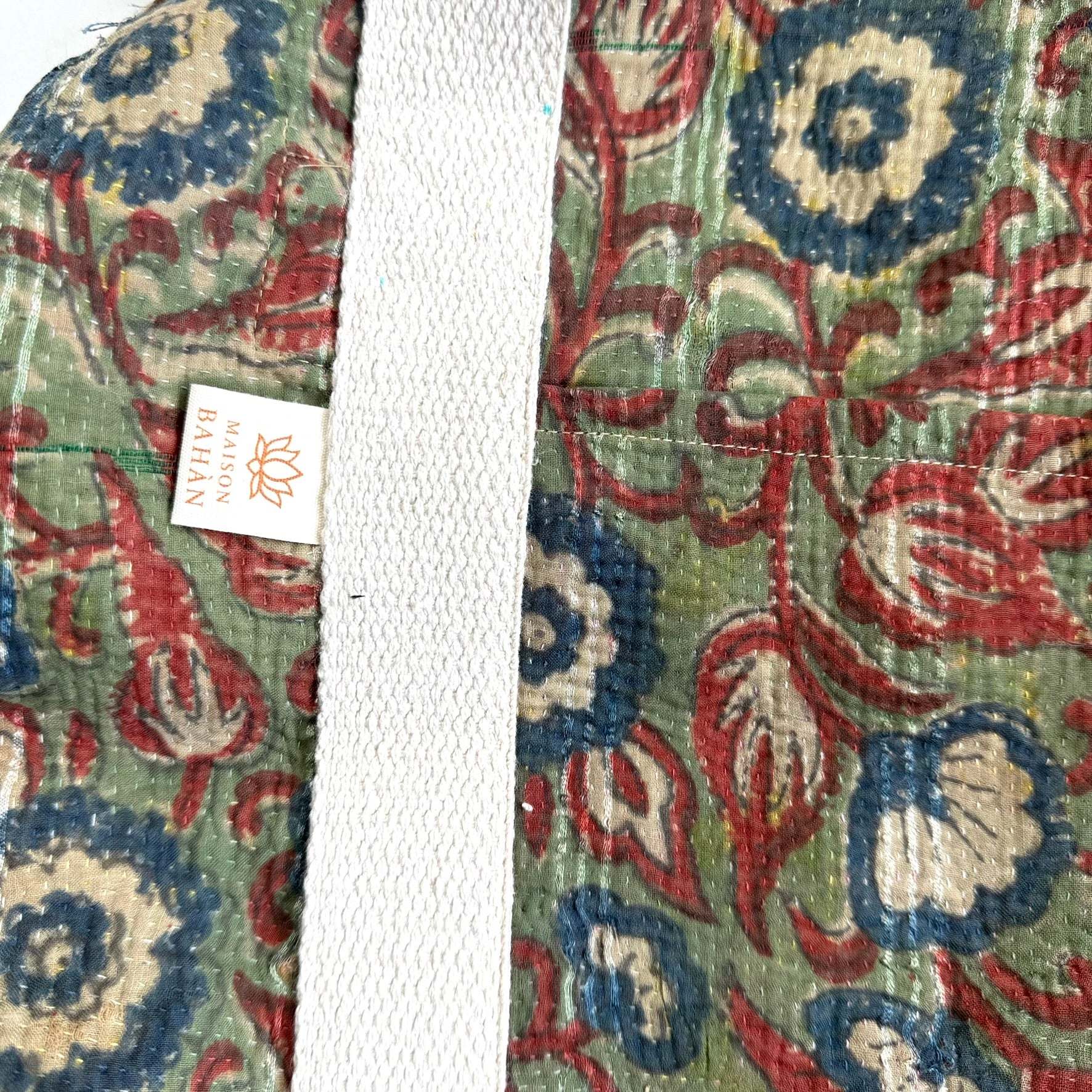 Sac week-end femme Kantha Bagru en coton artisanal vintage sac de voyage bohème Maison Bahan