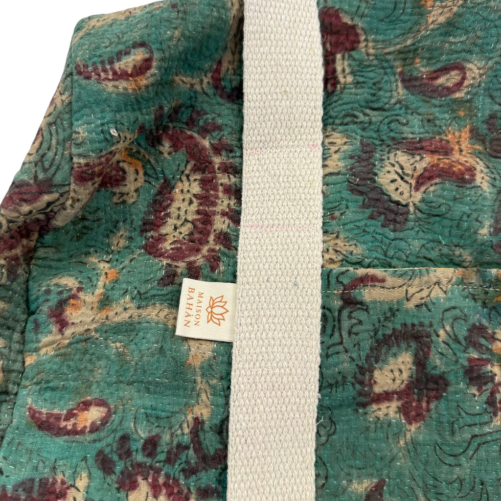 Sac week-end femme Kantha Bagru en coton artisanal vintage sac de voyage bohème Maison Bahan