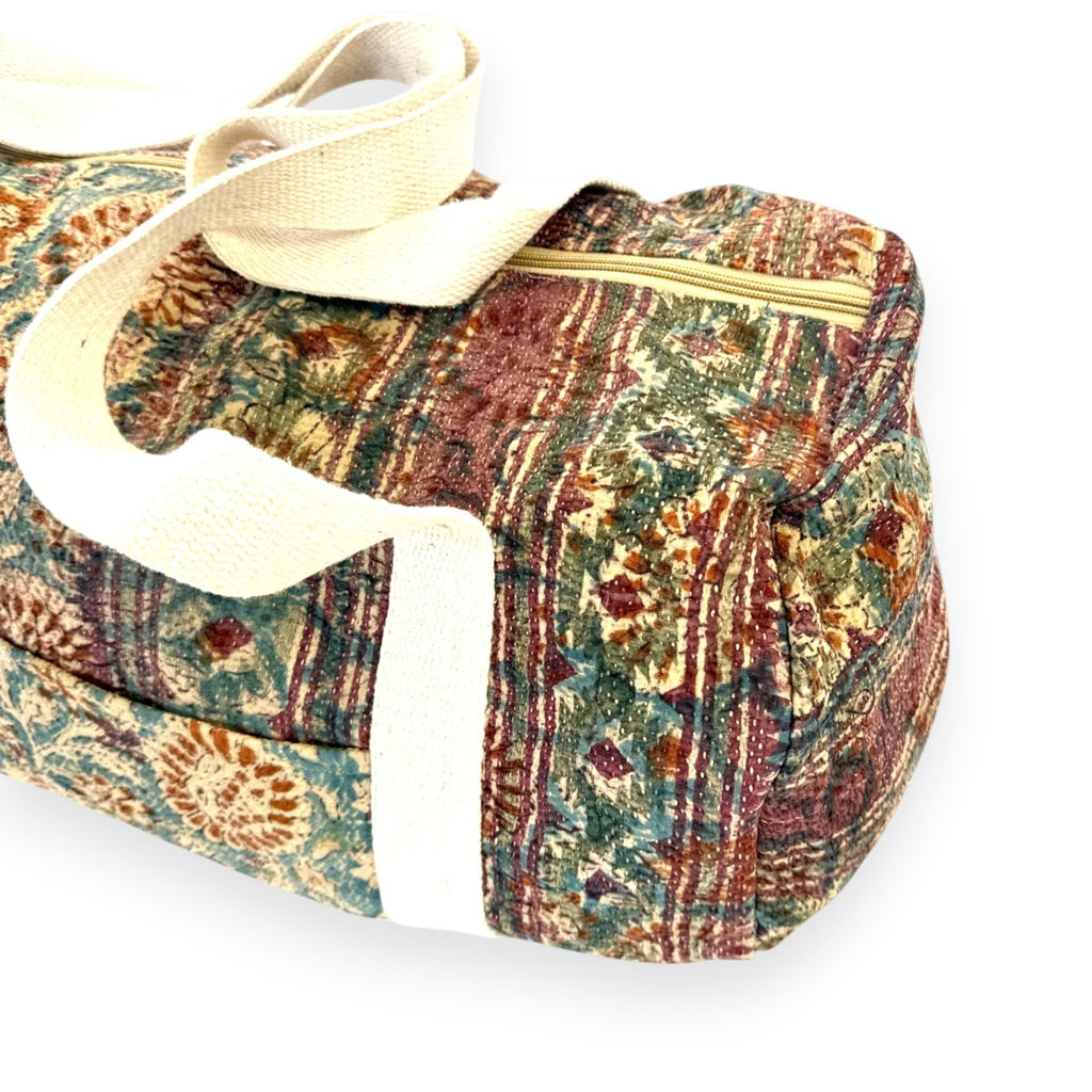 Sac week-end femme Kantha Bagru en coton artisanal vintage sac de voyage bohème Maison Bahan