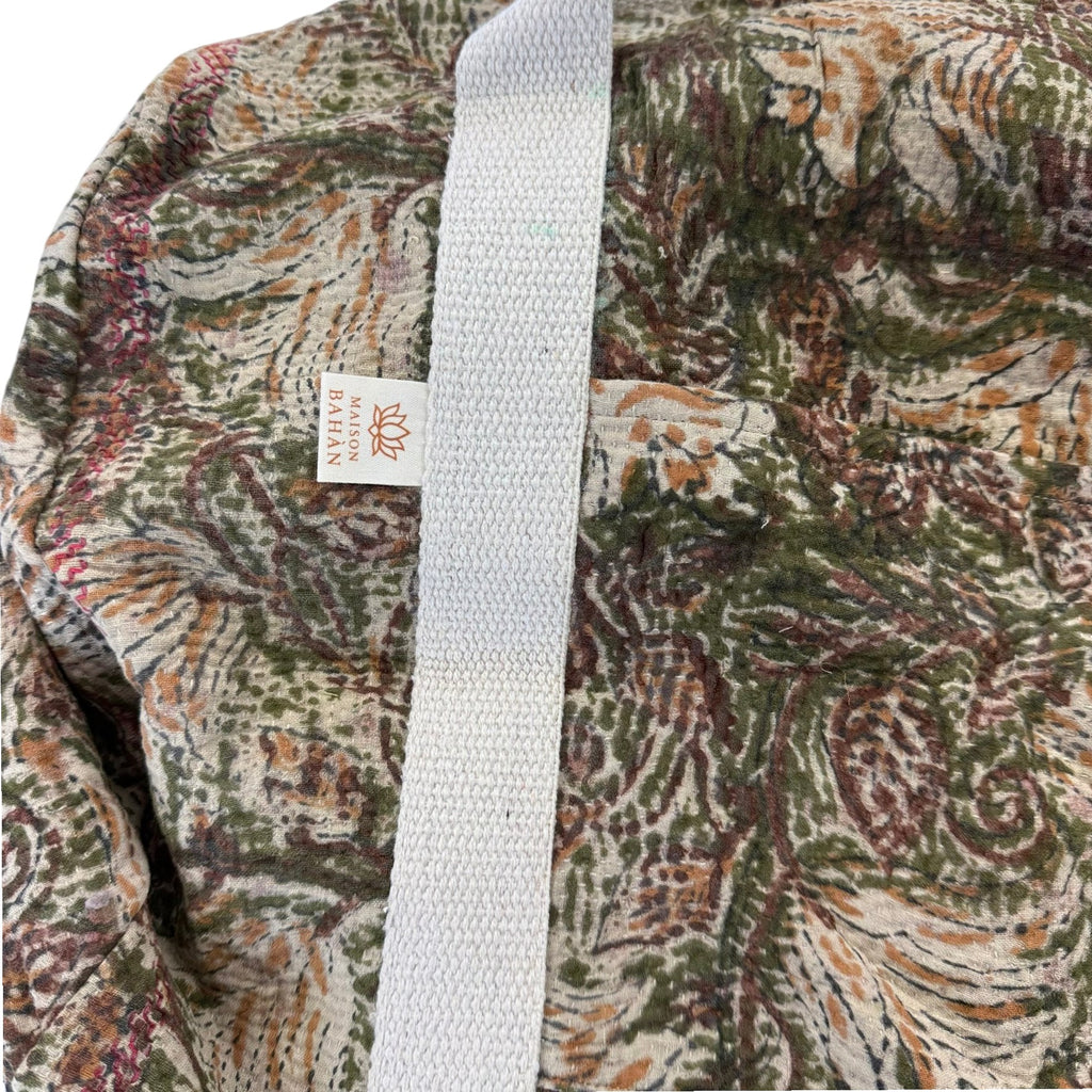 Sac week-end femme Kantha Bagru en coton artisanal vintage sac de voyage bohème Maison Bahan