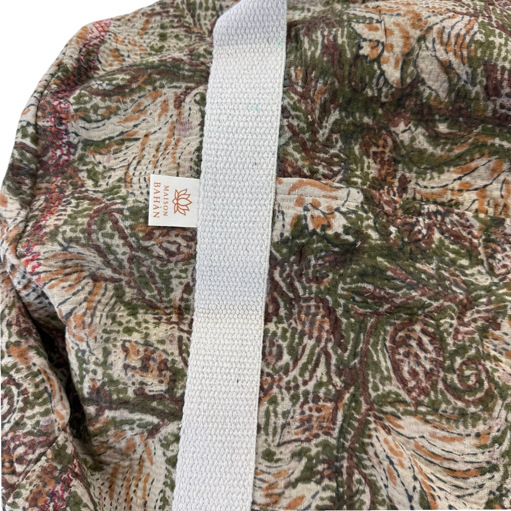 Sac week-end femme Kantha Bagru en coton artisanal vintage sac de voyage bohème Maison Bahan