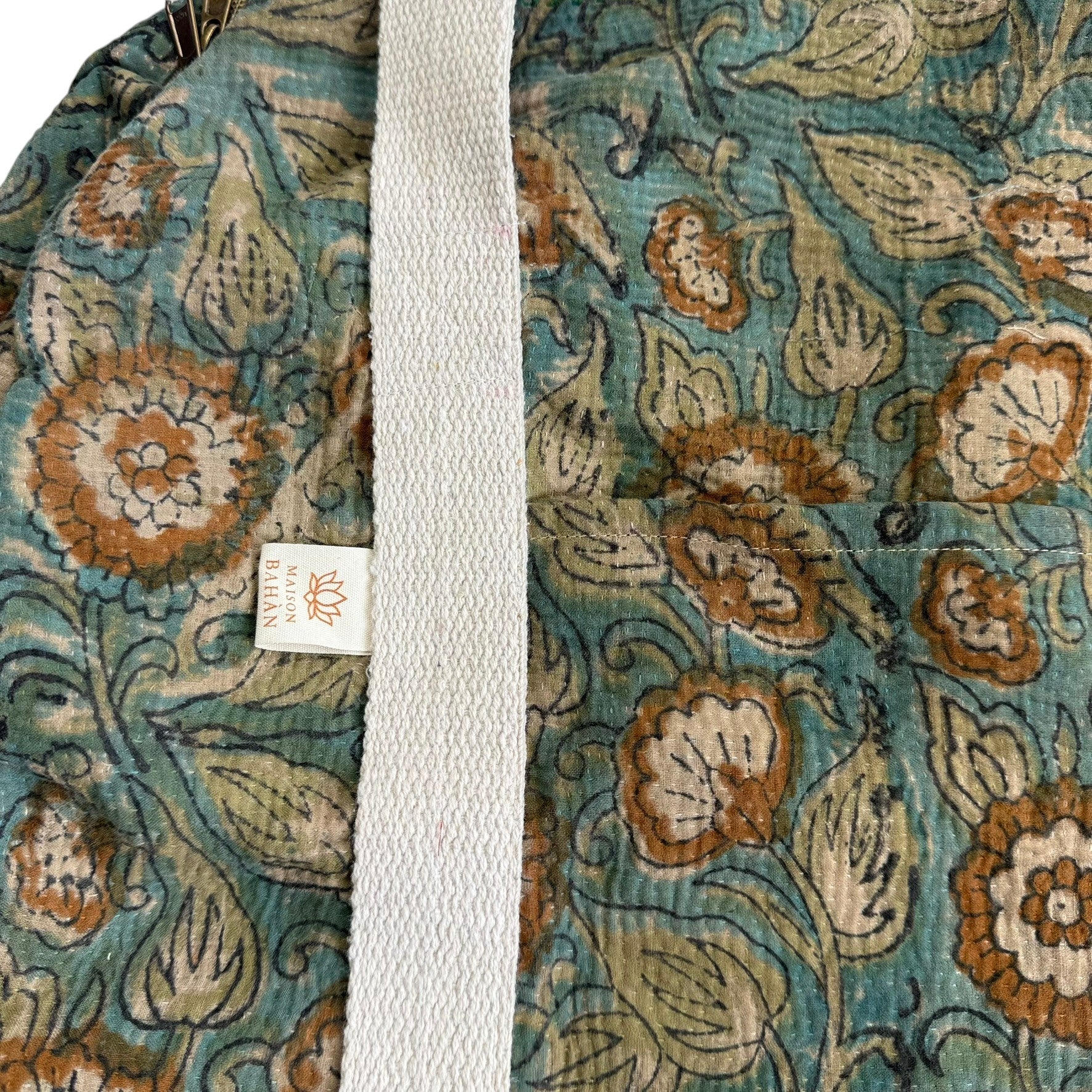Sac week-end femme Kantha Bagru en coton artisanal vintage sac de voyage bohème Maison Bahan