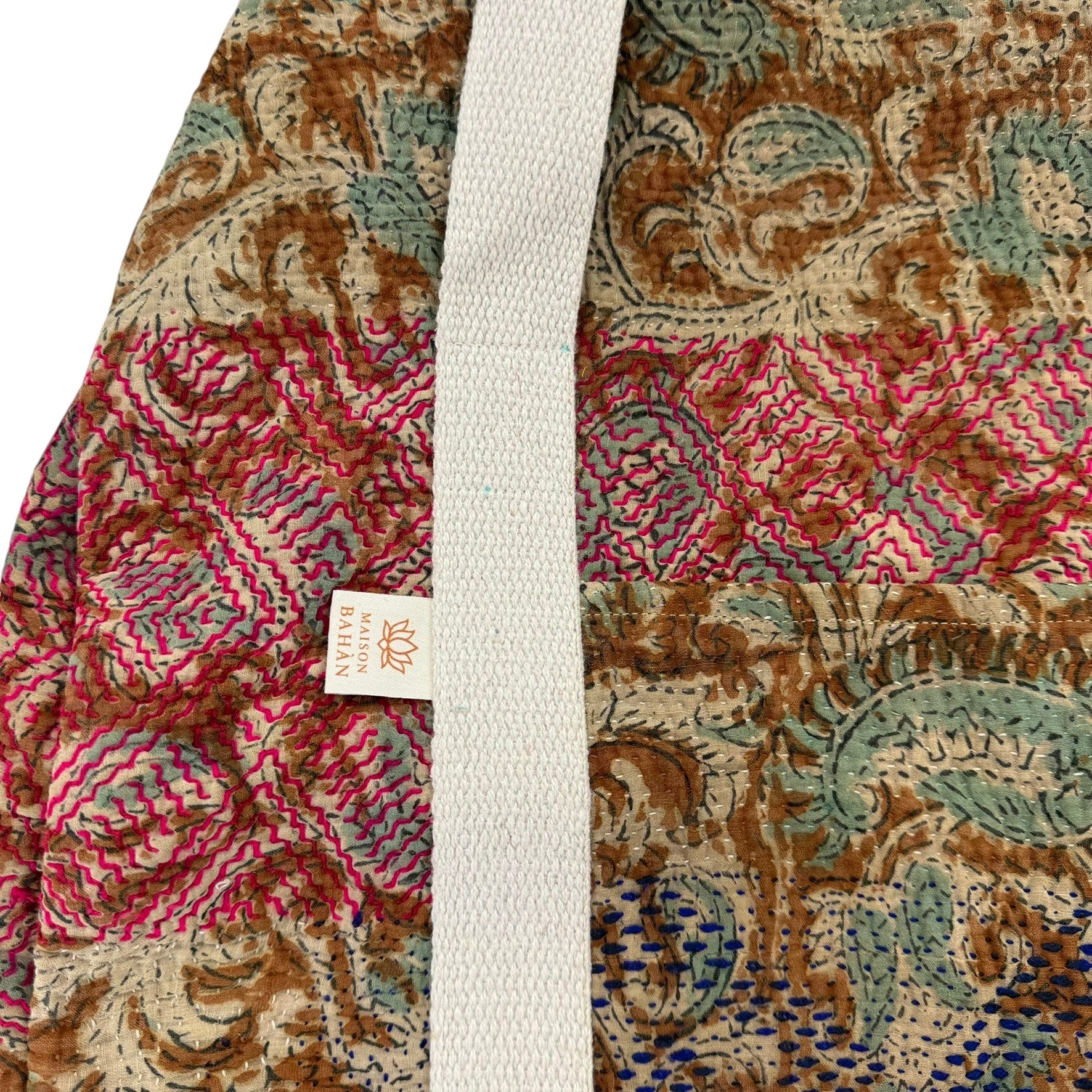Sac week-end femme Kantha Bagru en coton artisanal vintage sac de voyage bohème Maison Bahan