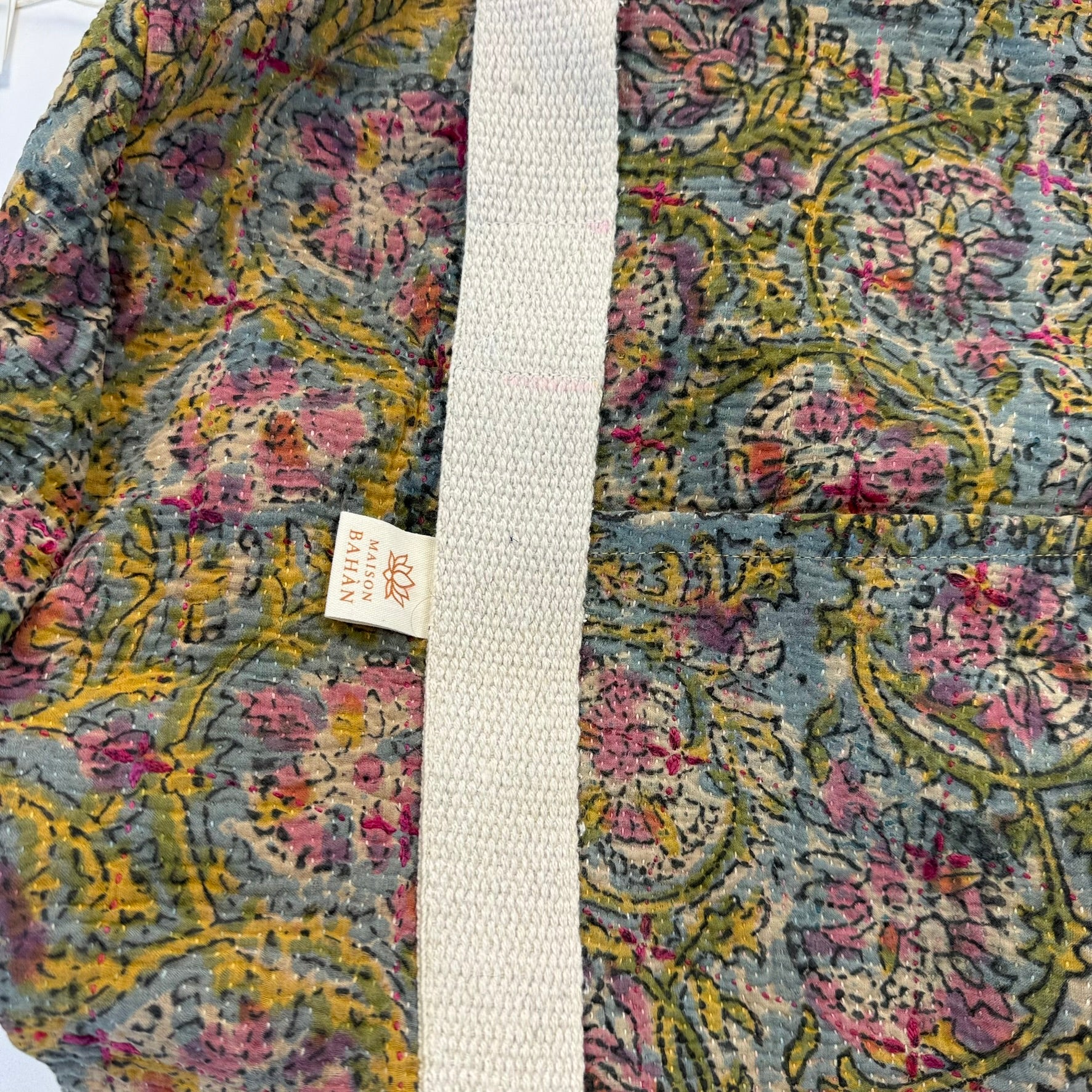 Sac week-end femme Kantha Bagru en coton artisanal vintage sac de voyage bohème Maison Bahan