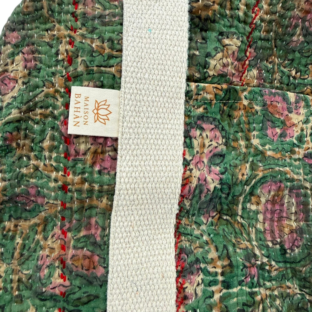 Sac week-end femme Kantha Bagru en coton artisanal vintage sac de voyage bohème Maison Bahan
