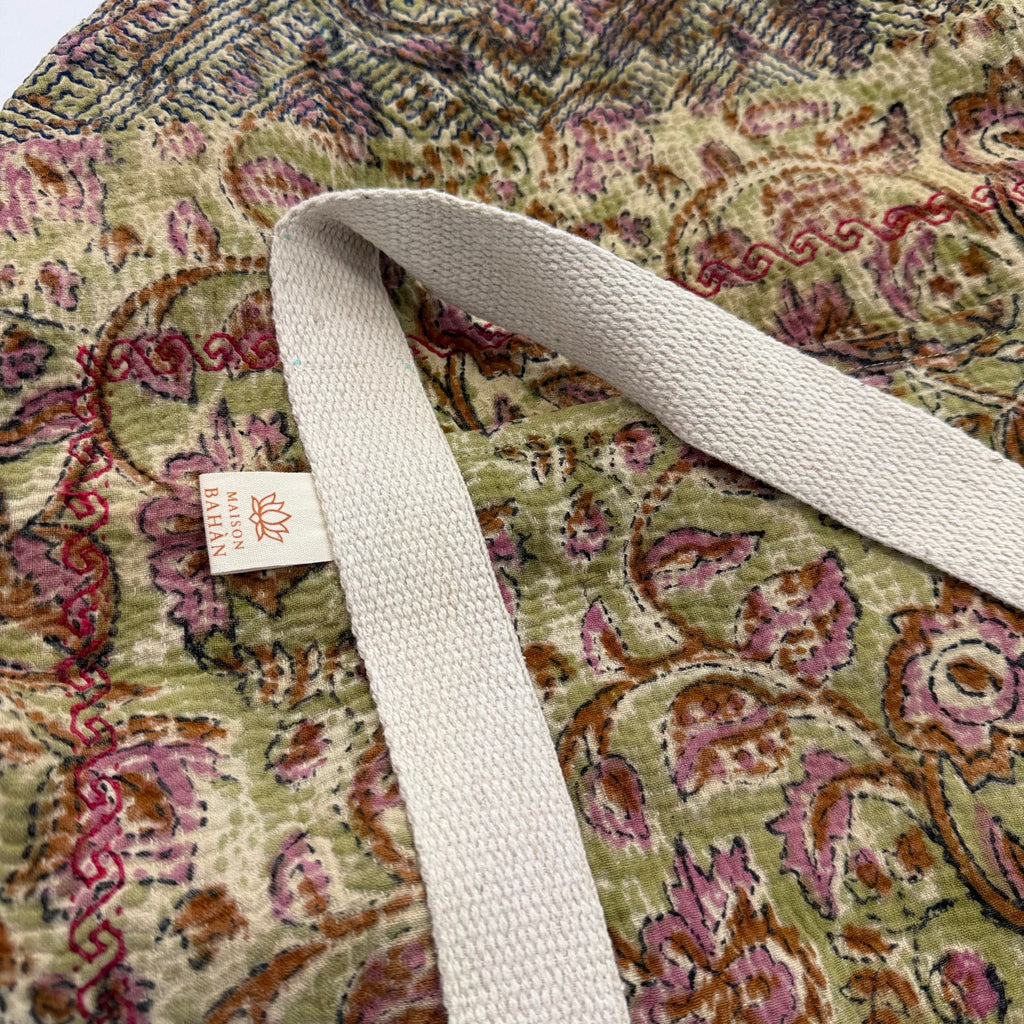 Sac week-end femme Kantha Bagru en coton artisanal vintage sac de voyage bohème Maison Bahan