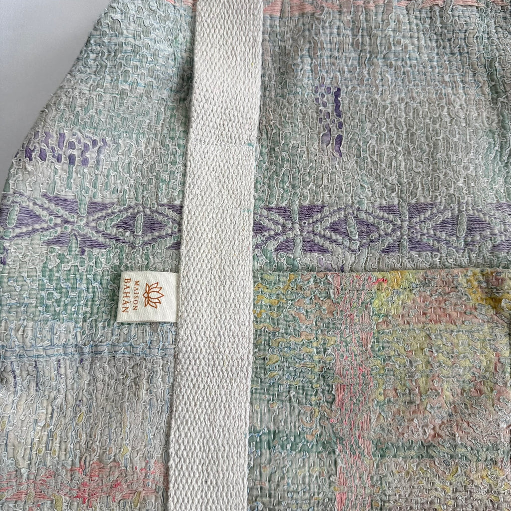 Sac week-end femme Kantha Bagru en coton artisanal vintage sac de voyage bohème Maison Bahan